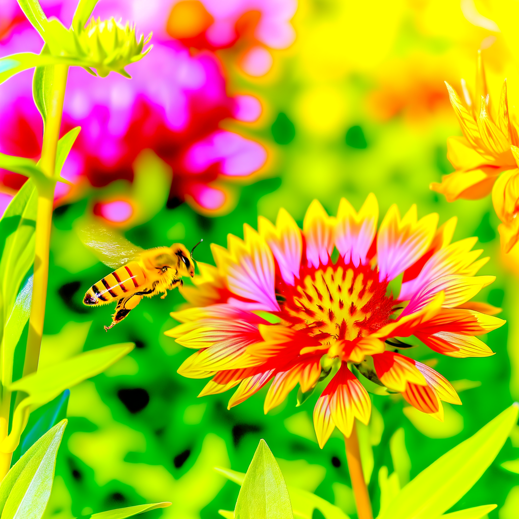 Flower producing nectar responding to bee buzzing