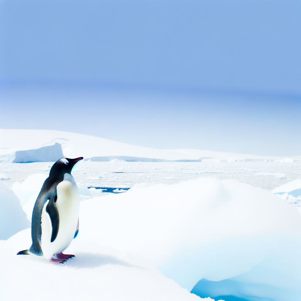 Penguin on Antarctic ice