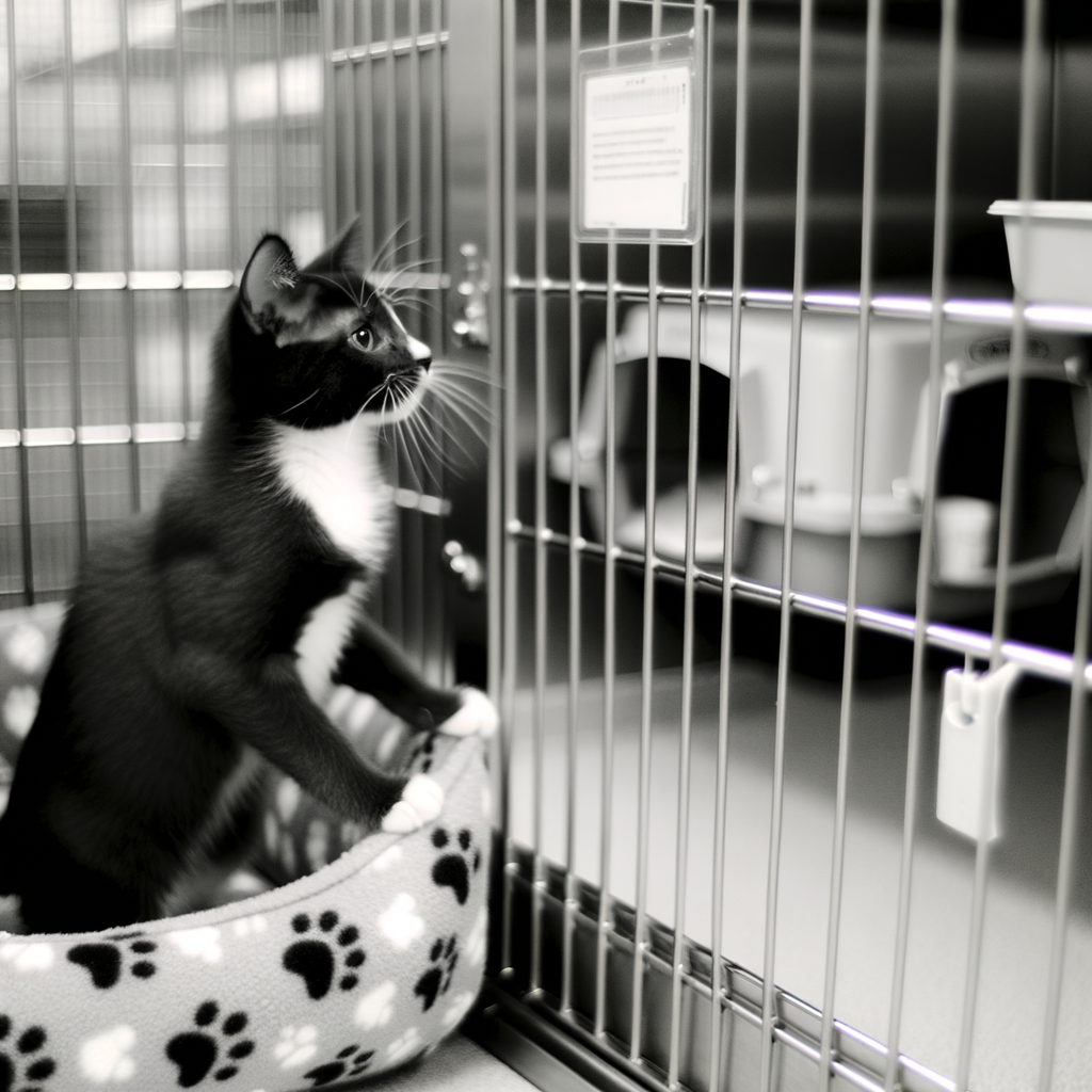 Curious cat looking out from a cozy bed.
