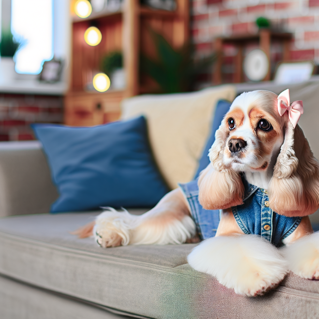 A stylish dog lounging on a cozy sofa.