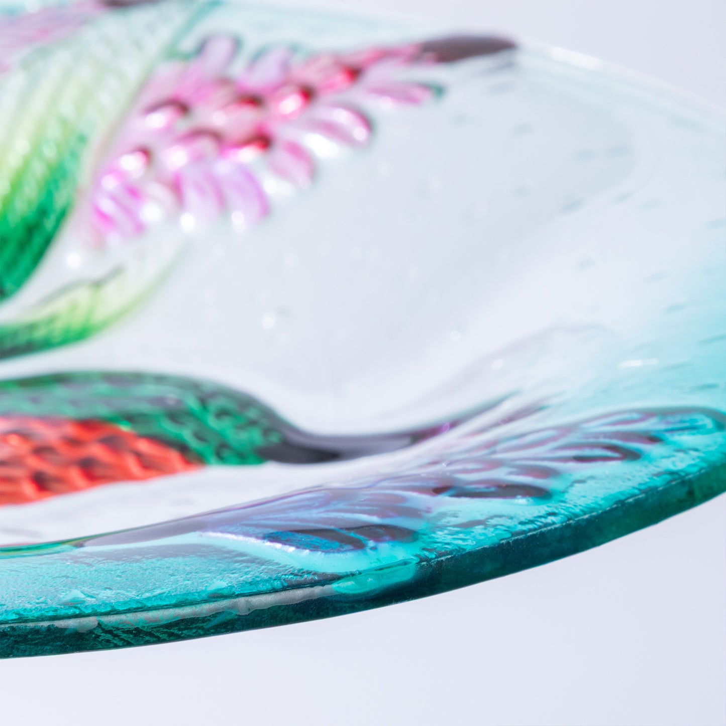 Colorful Glass Hanging Bird Bath & Feeder