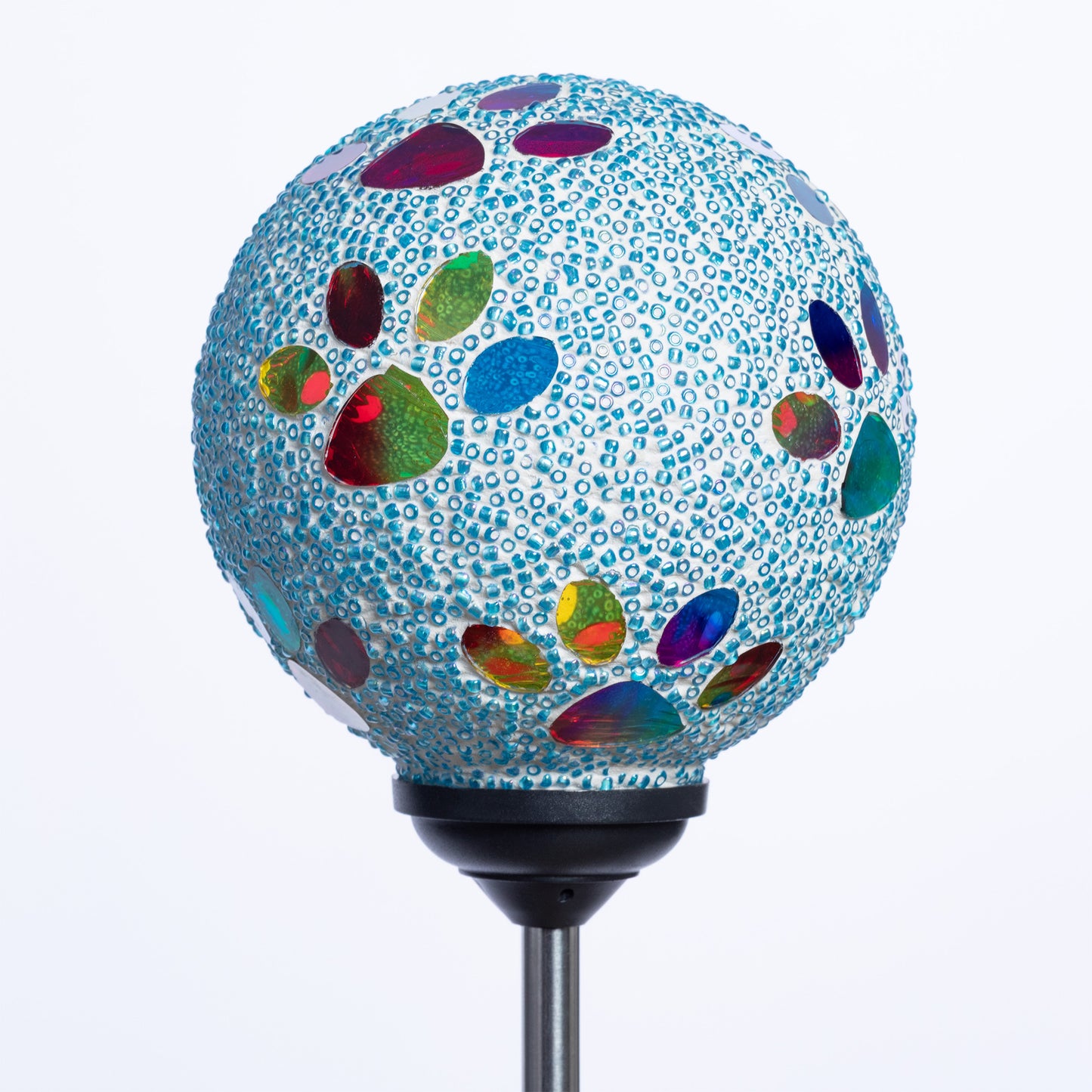 Multicolor Paws Beaded Solar Garden Stake