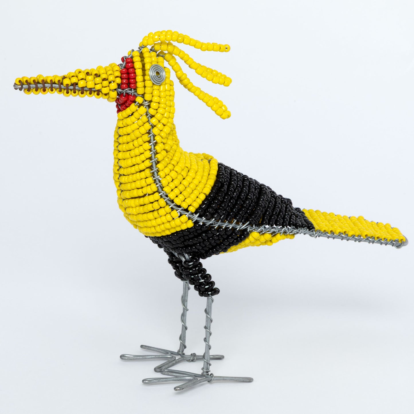 Hand-Beaded Funky Bird Figurine
