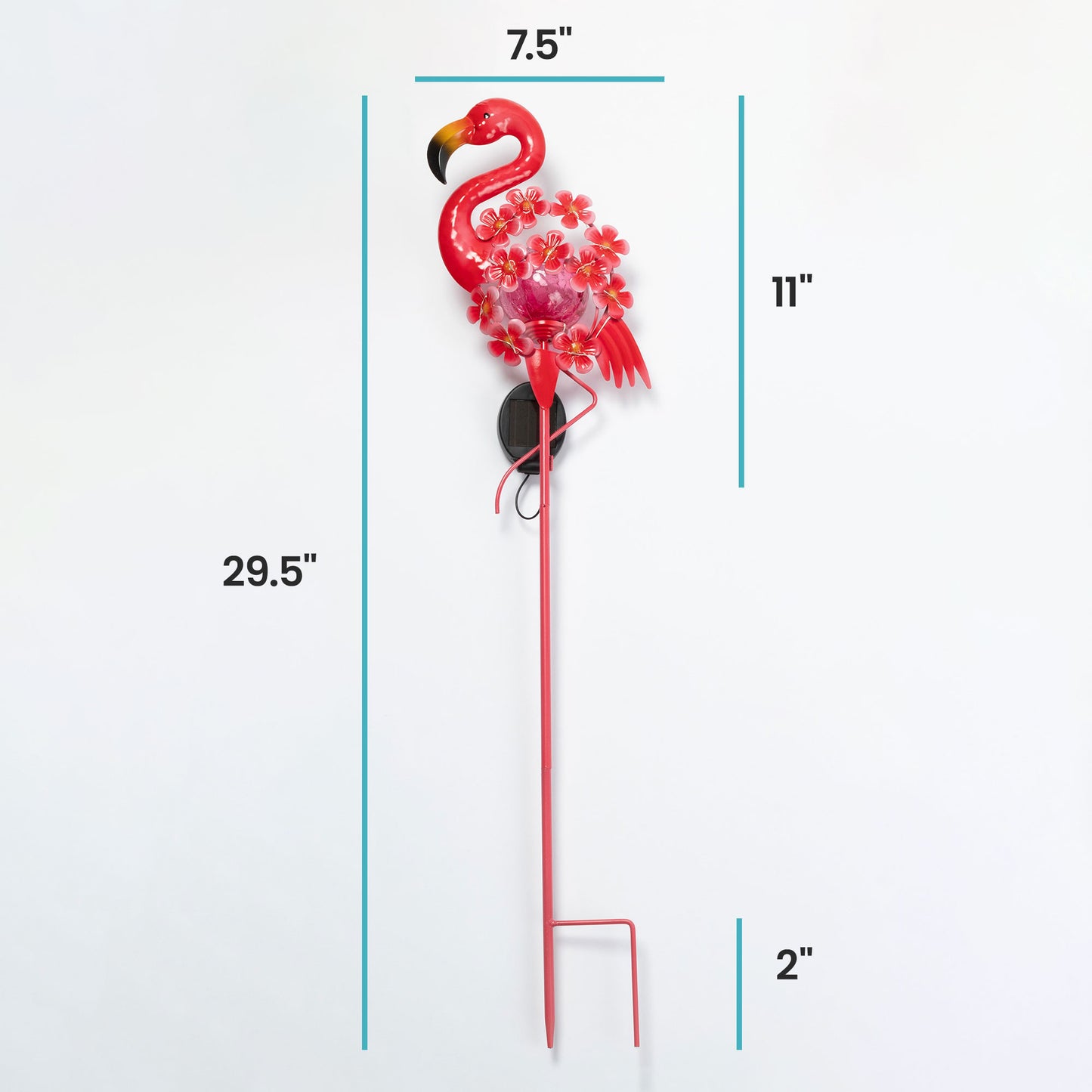 Lighted Solar Flamingo Garden Stake | Metal Flower Outdoor Decoration