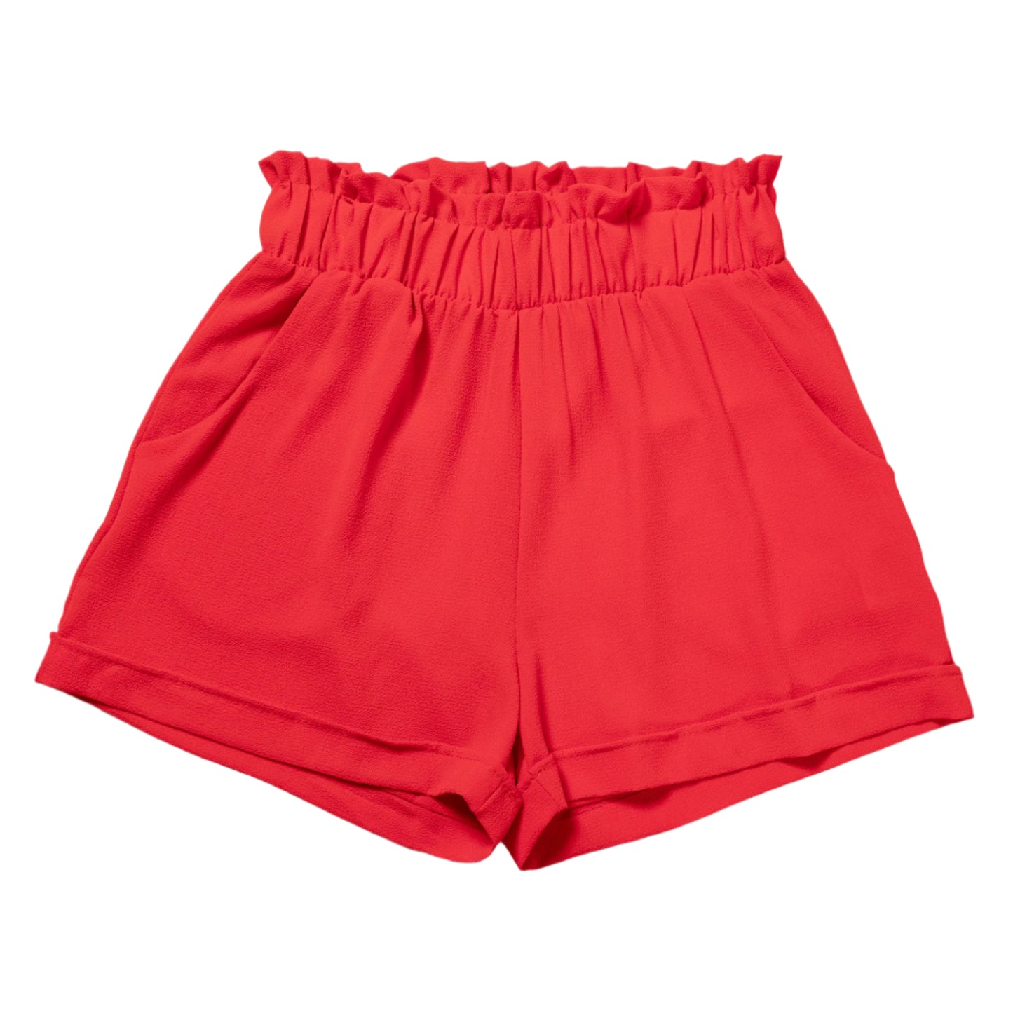 High-Waist Ruffle Top Cuff Shorts