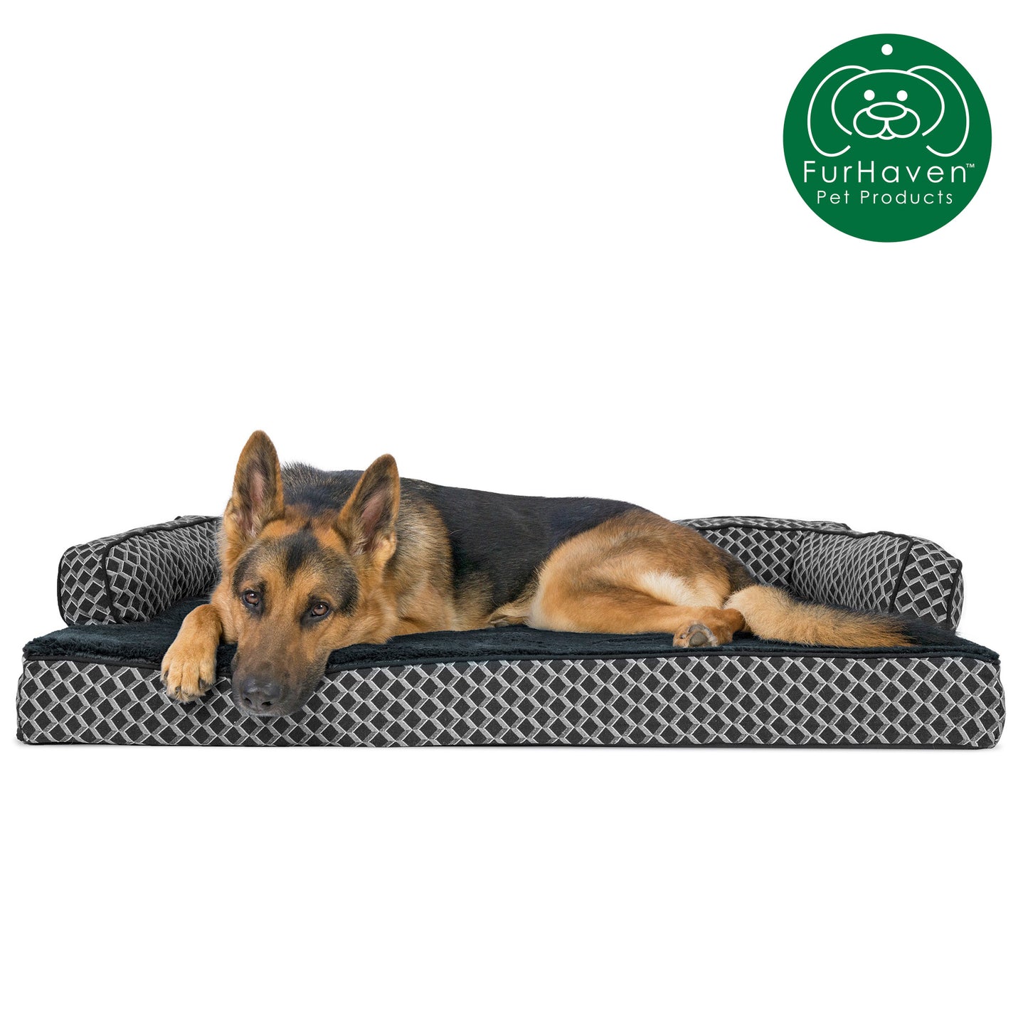 Plush & Patterned Comfy Couch Sofa-Style Pet Bed