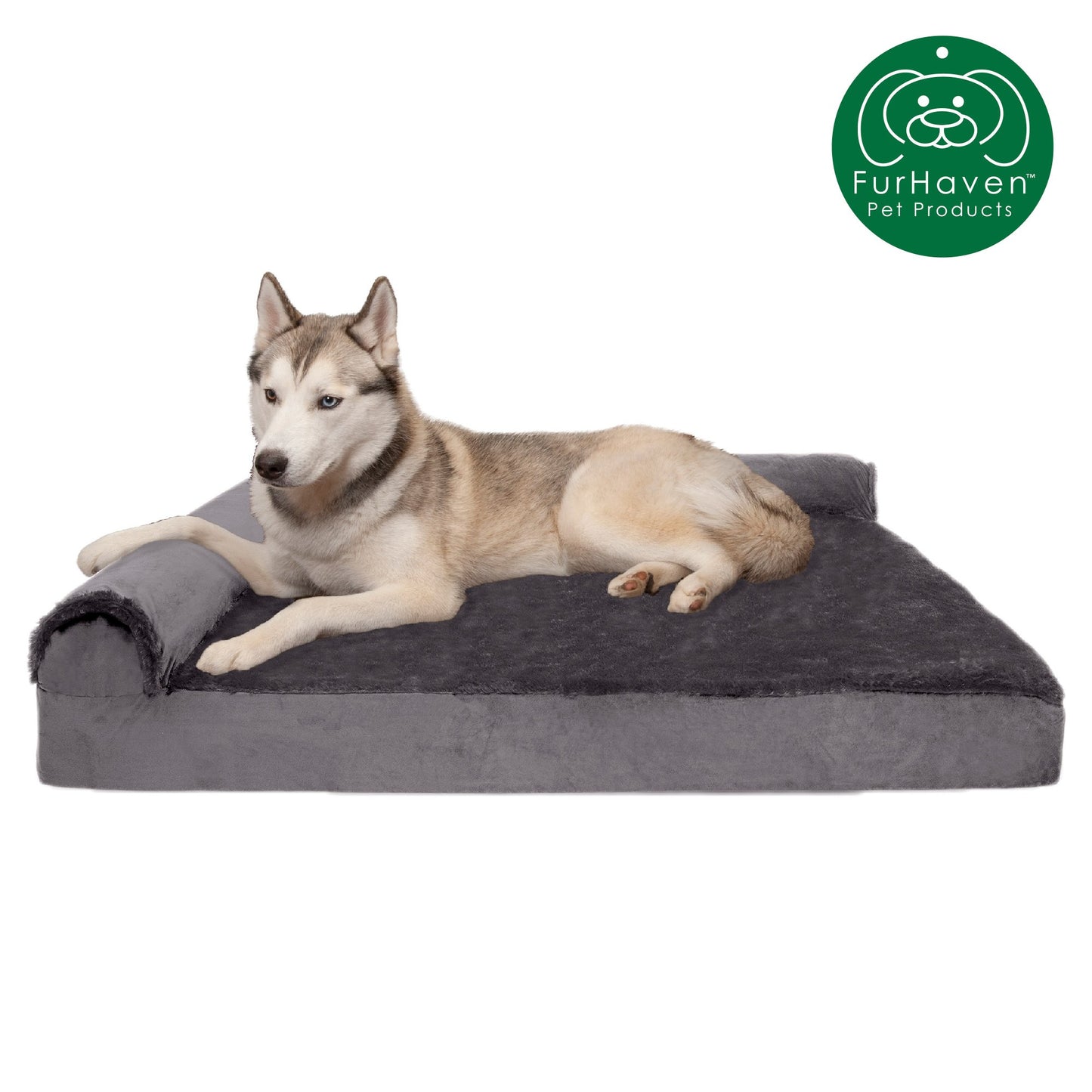 Memory Foam Plush & Velvet L-Shaped Lounge Sofa Pet Bed