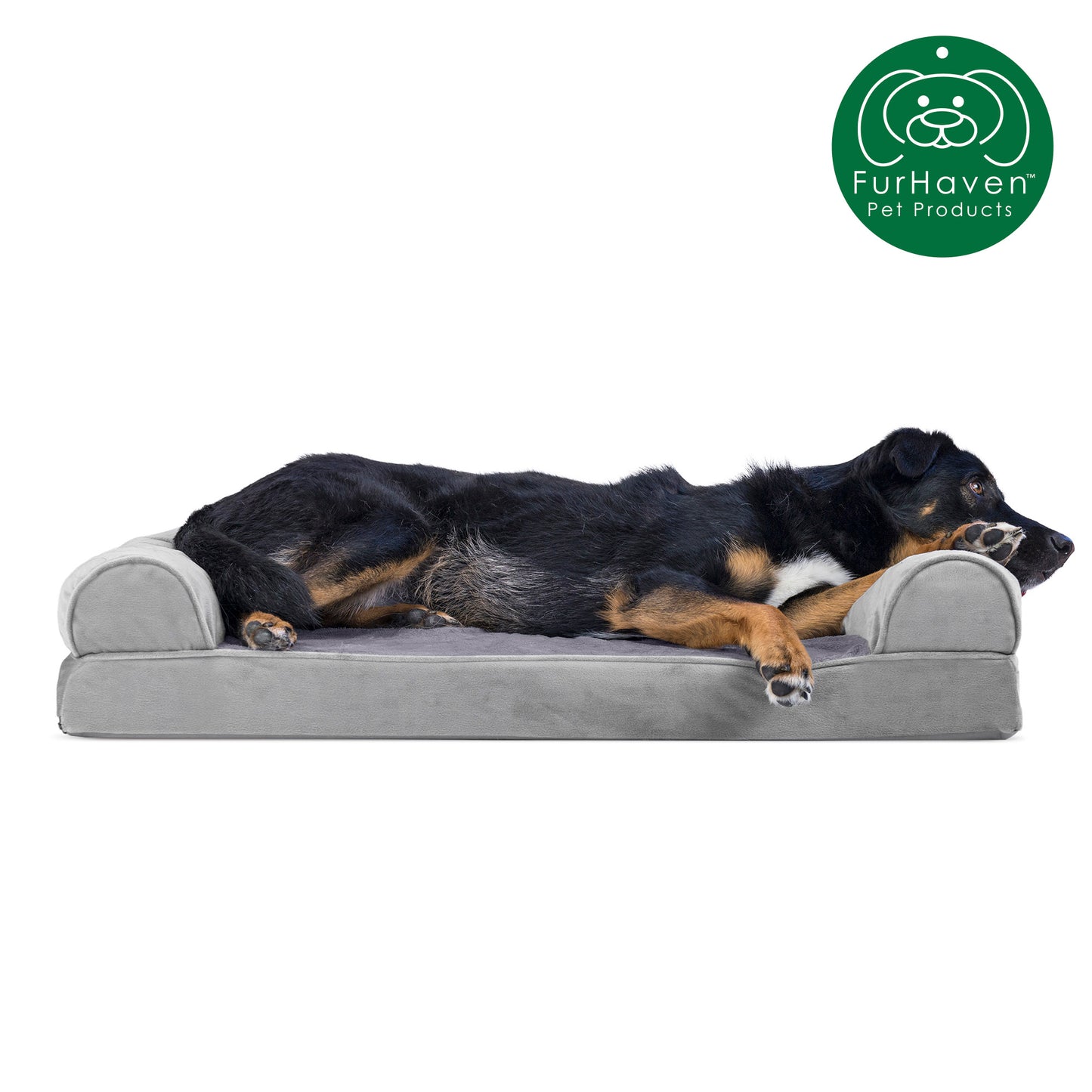 Memory Foam Faux Fur & Velvet Couch Sofa-Style Pet Bed