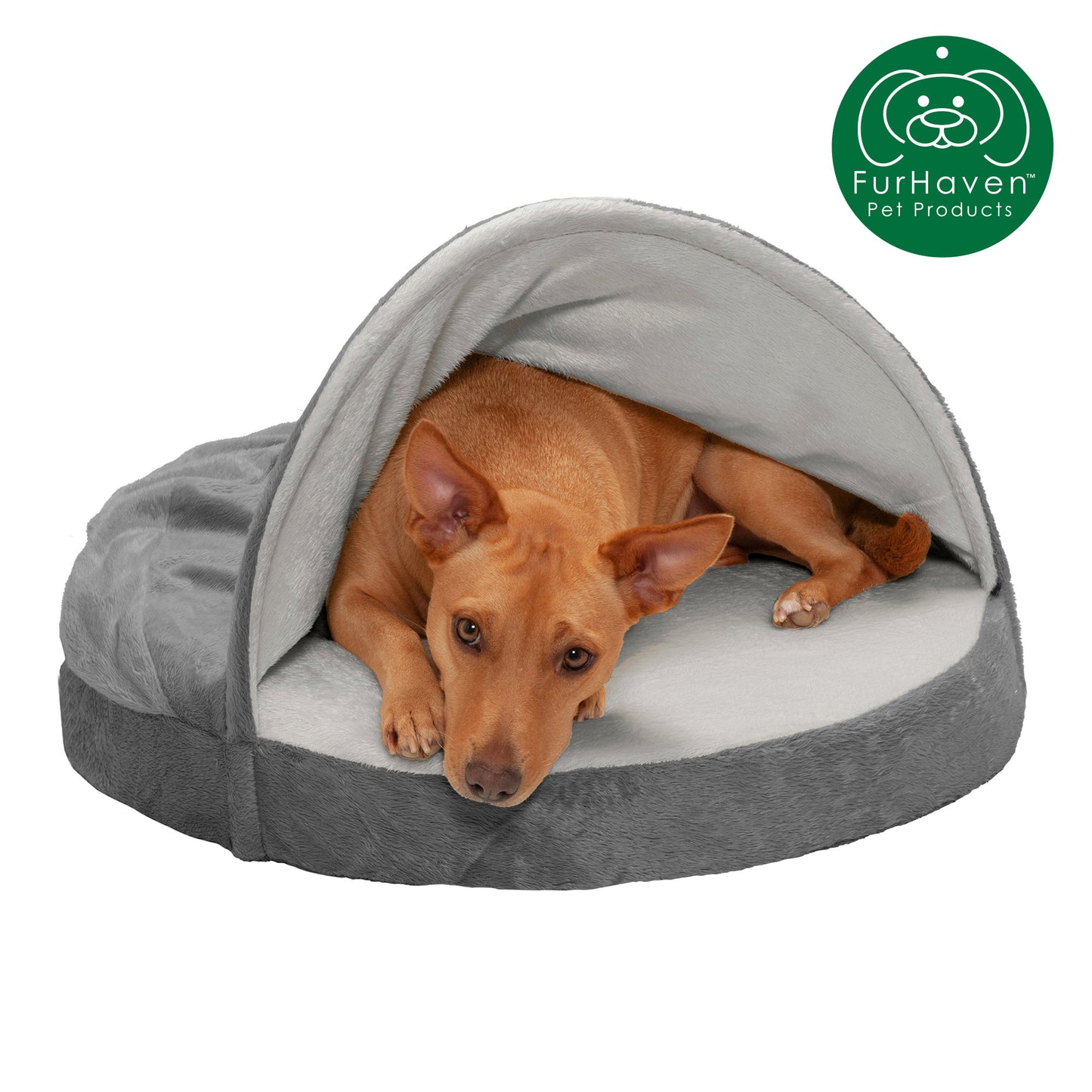 Round Microvelvet Snuggery Burrow Pet Bed