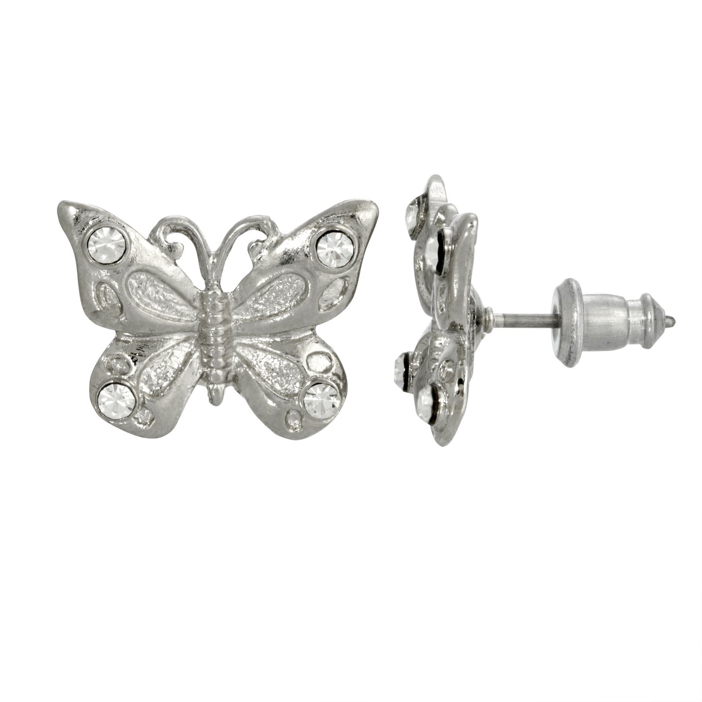1928 Jewelry® Silver Tone And Crystal Accent Butterfly Post Earrings