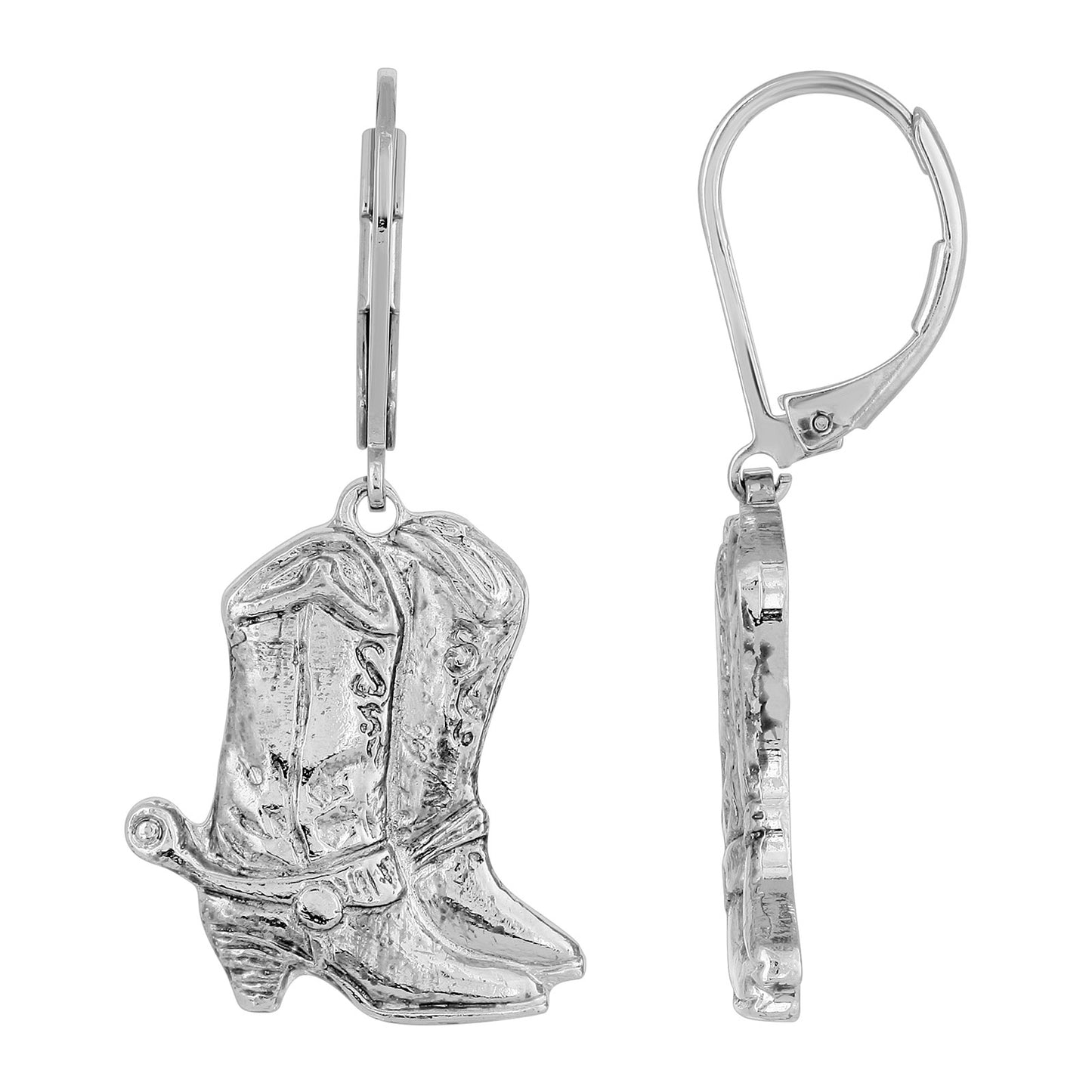 1928 Jewelry® Silver-Tone Western Boots Drop Earrings