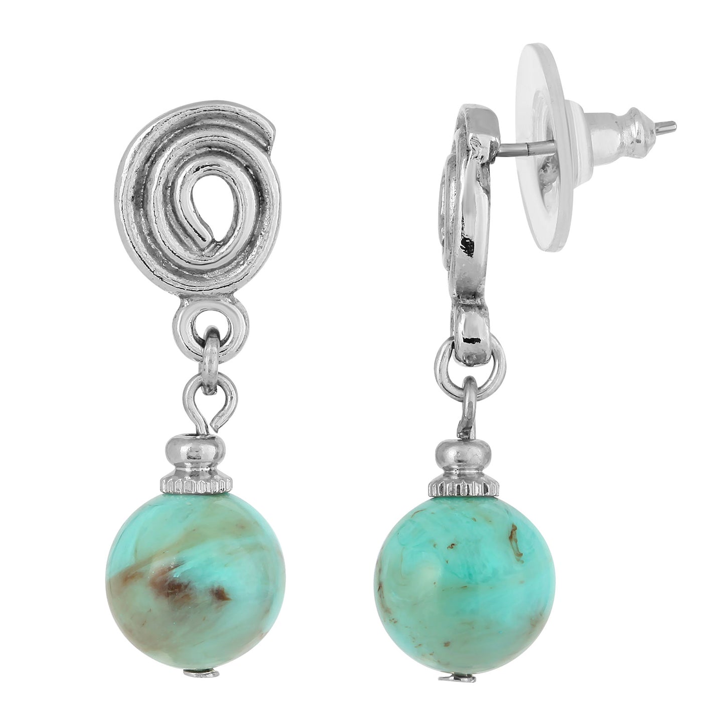 1928 Jewelry® Silver-Tone Imitation Turquoise Bead Drop Earrings
