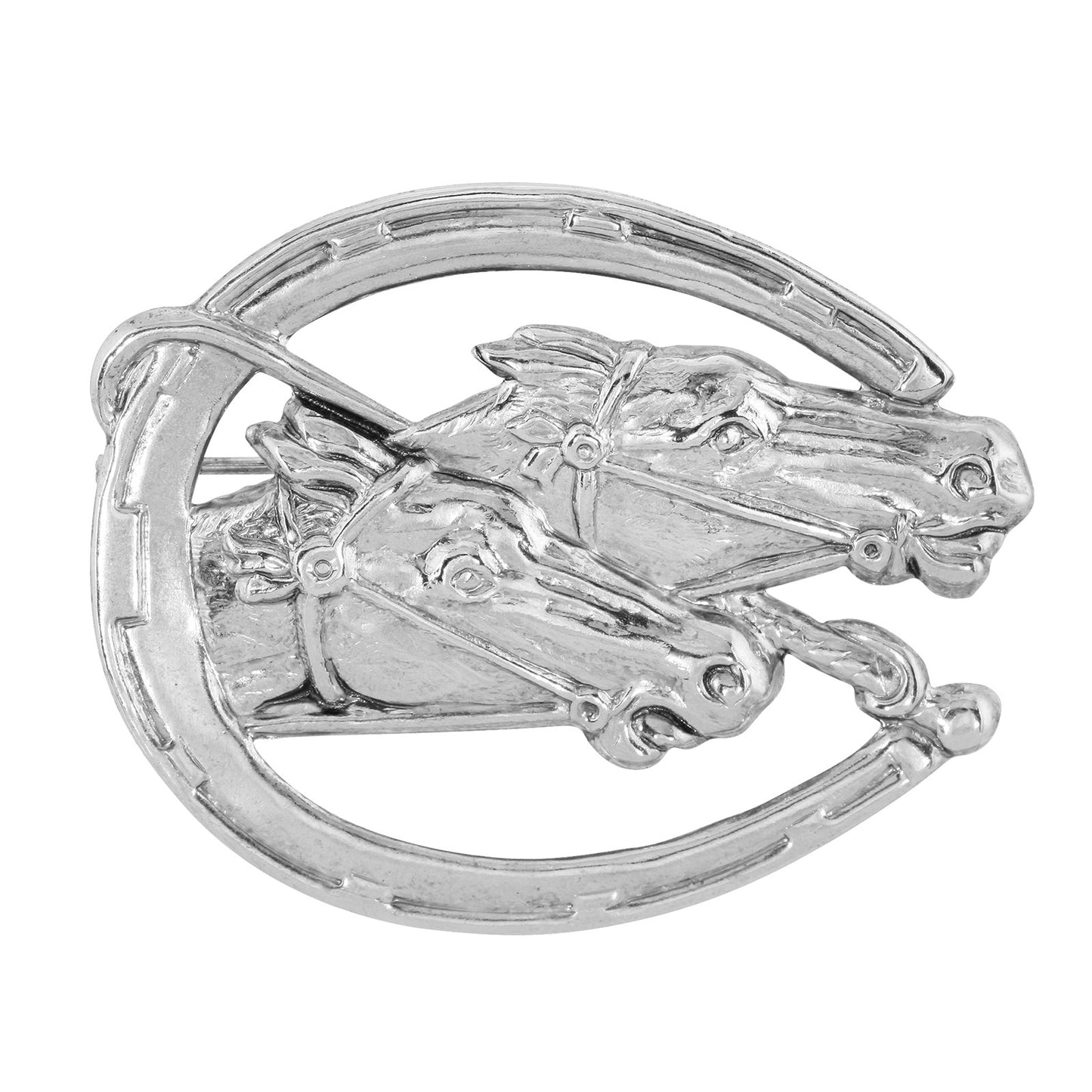 1928 Jewelry® Silver-Tone Horseshoe And Horses Pin