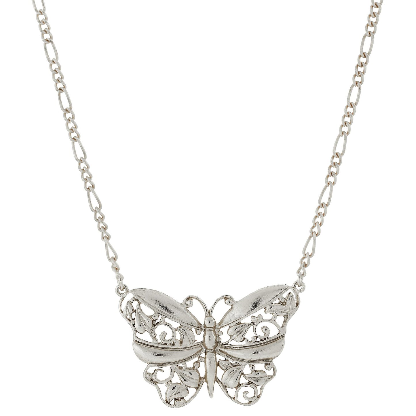 1928 Jewelry® Silver-Tone Butterfly Pendant Necklace 16"Adj.