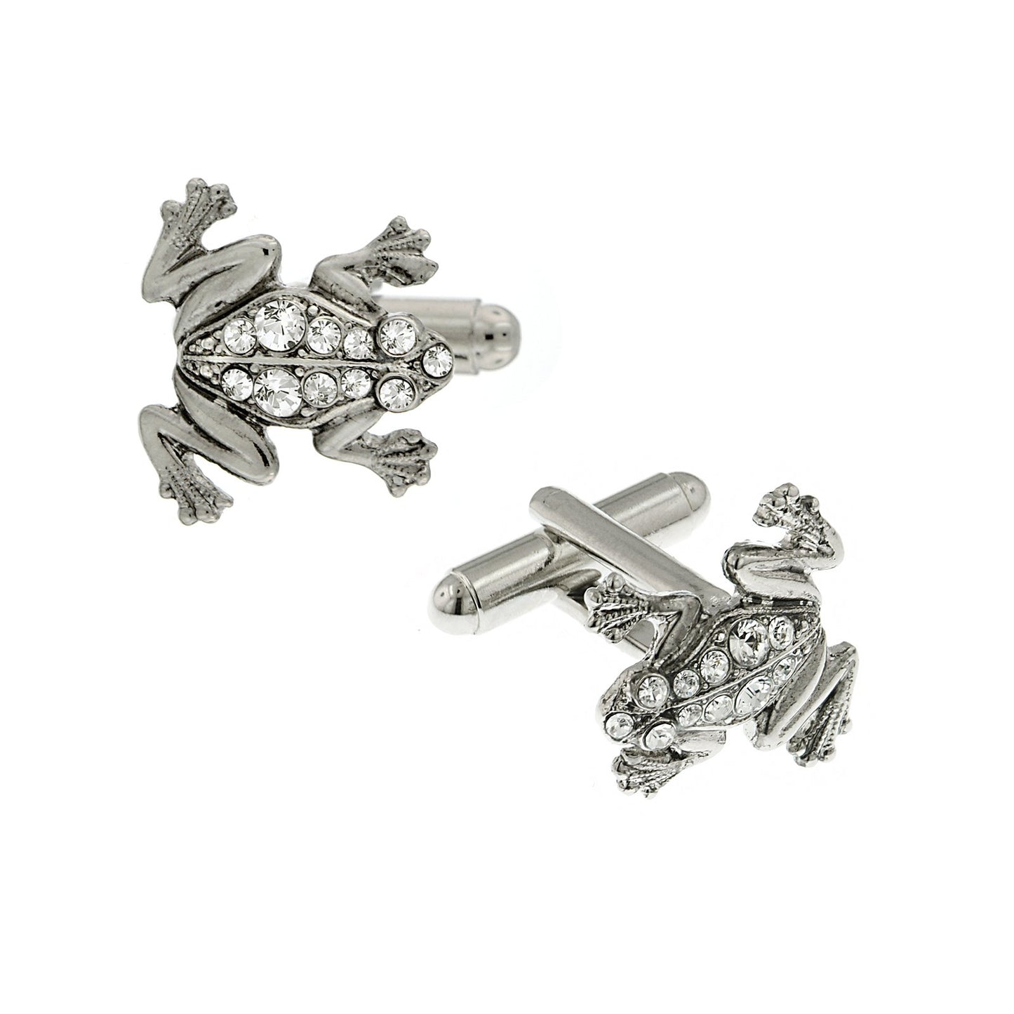 1928 Jewelry® Silver-Tone Crystal Frog Cufflinks