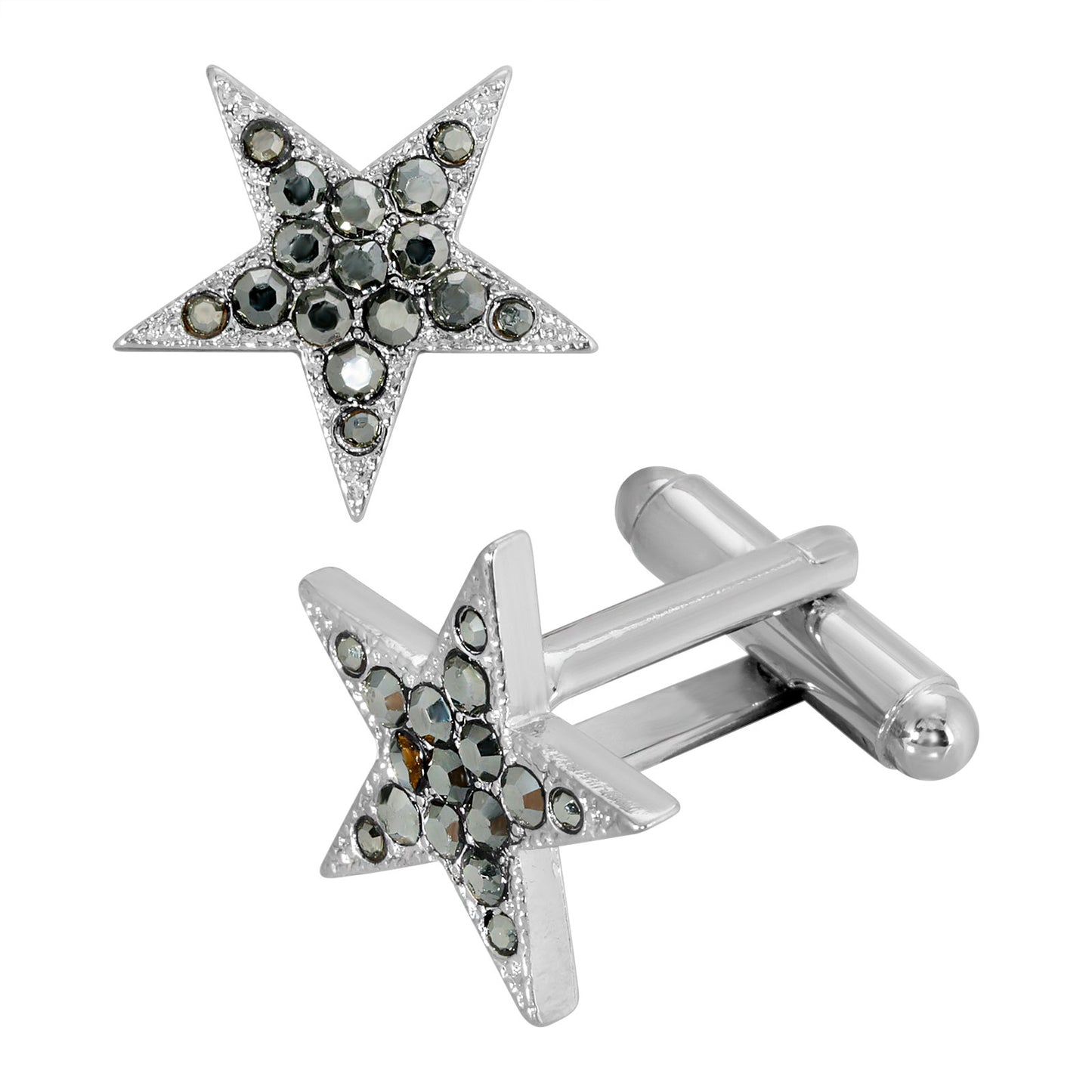 1928 Jewelry® Silver-Tone Hematite Color Crystal Star Cufflinks