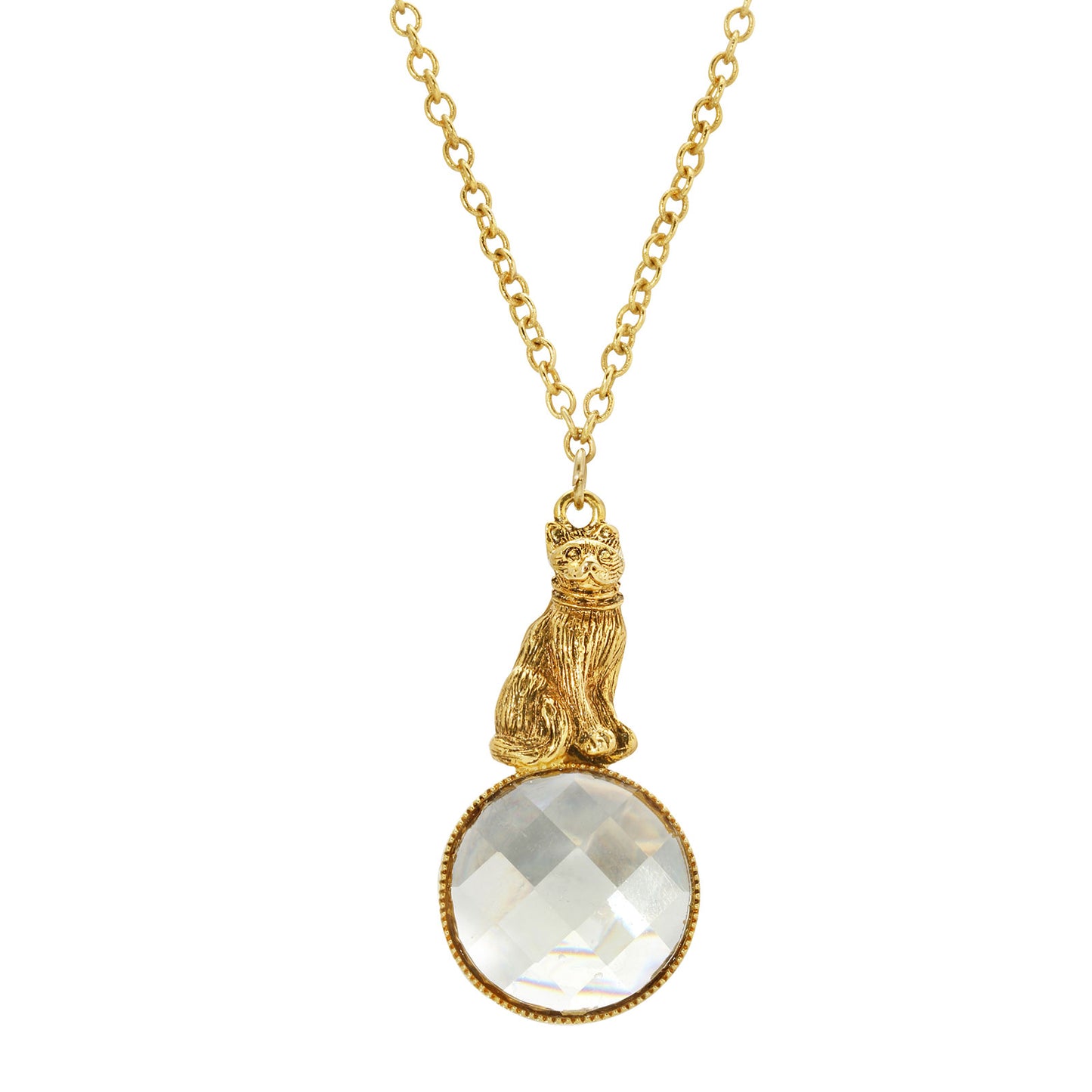 1928 Jewelry® Gold Tone Light Topaz Cat 28 Inches Pendant Necklace