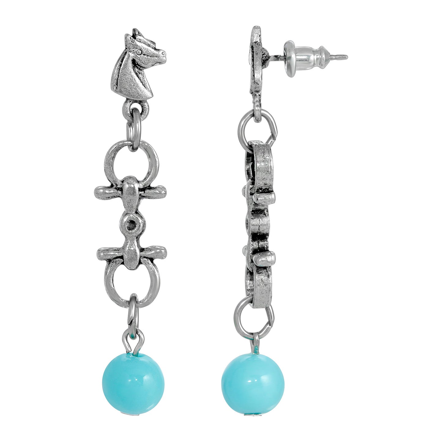 1928 Jewelry® Silver Tone Turquoise Bead Horse Head