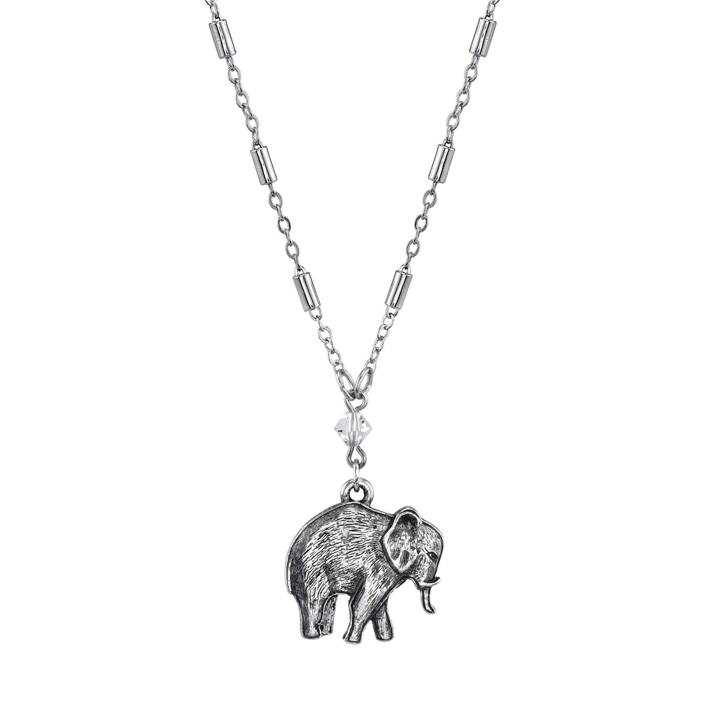 1928 Jewelry® Pewter Elephant Drop Chain Necklace 16" Adj.