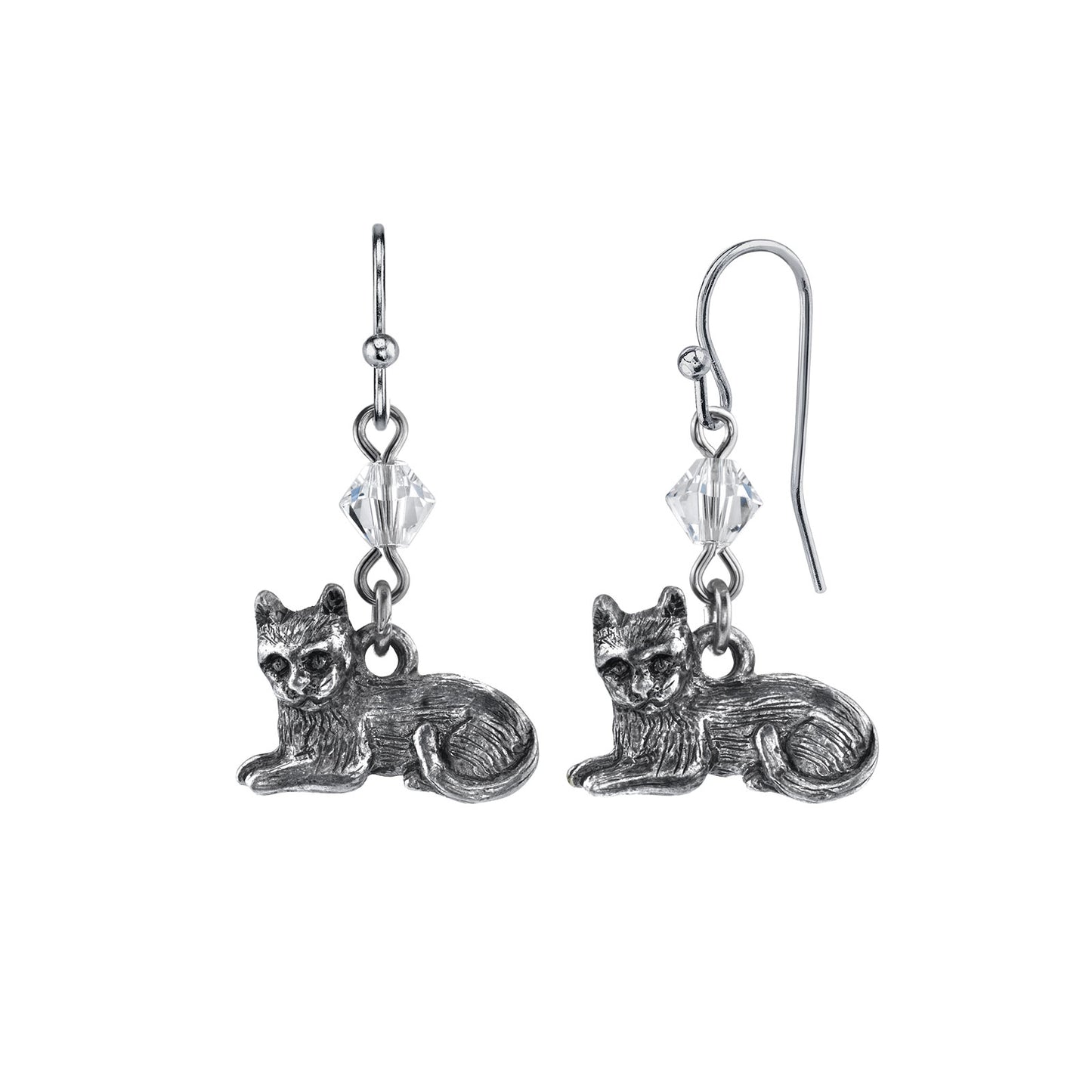 1928 Jewelry® Pewter Cat Wire Earrings