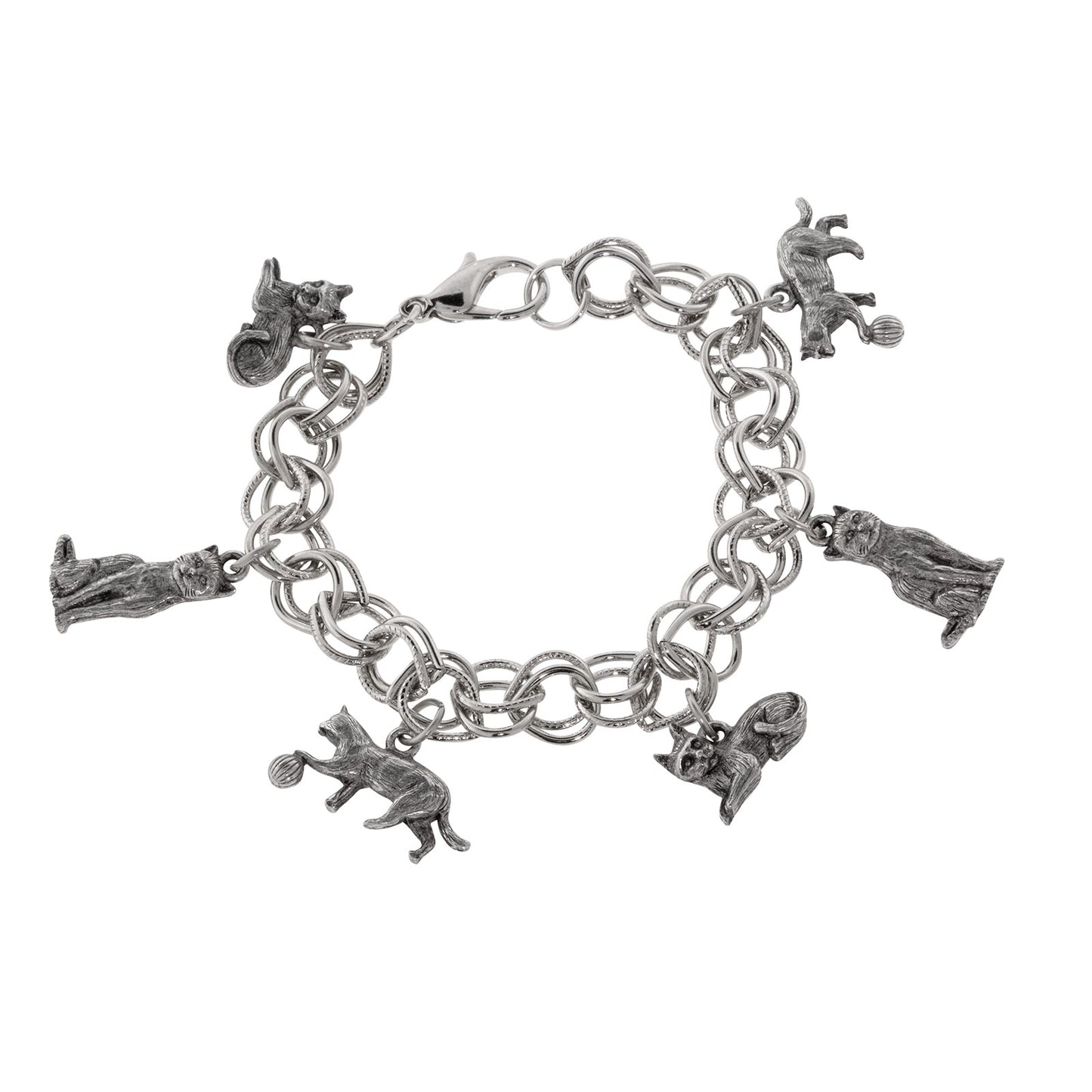 1928 Jewelry® Pewter 6 Cat Charm Bracelet