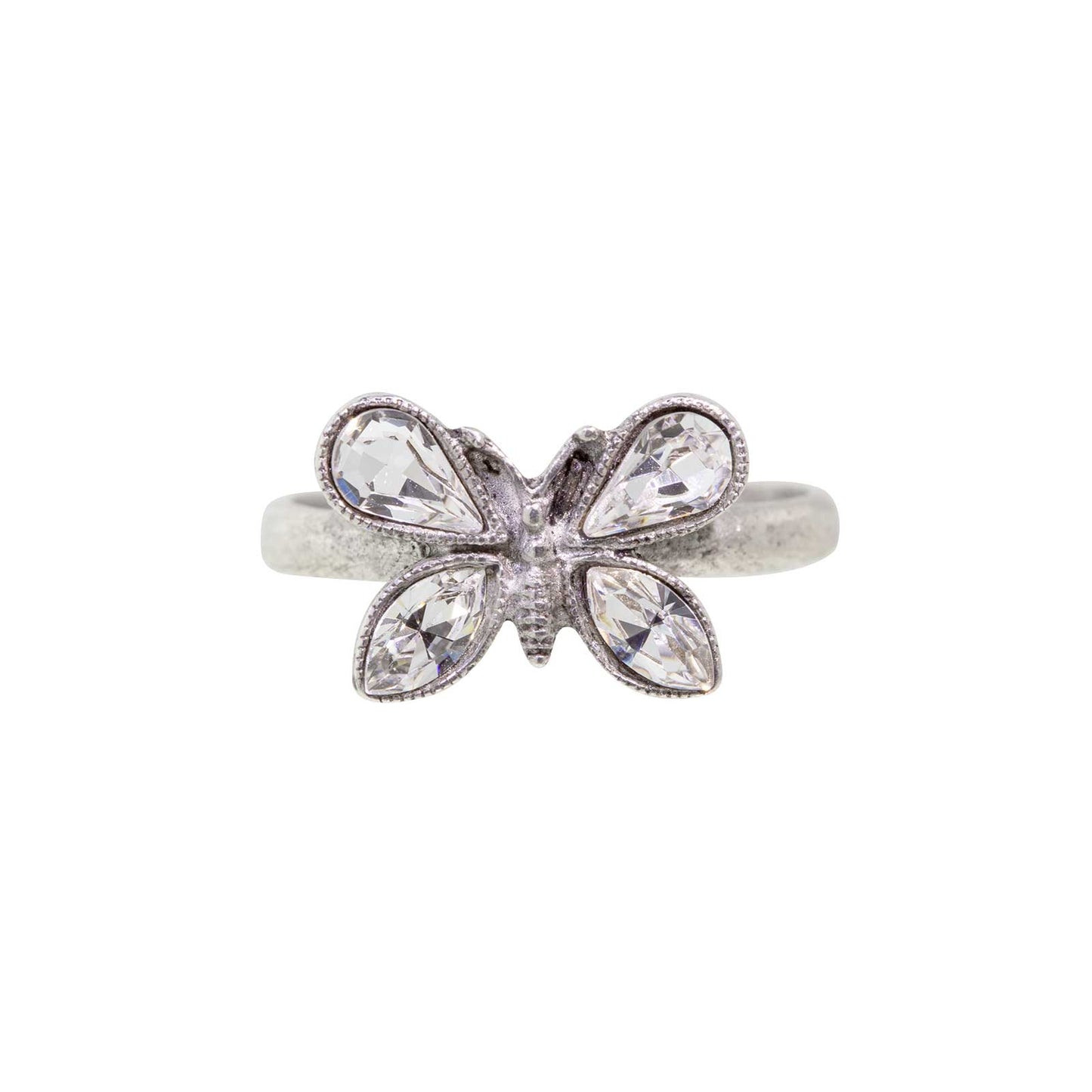 1928 Jewelry® Pewter Crystal Butterfly Ring Size 7