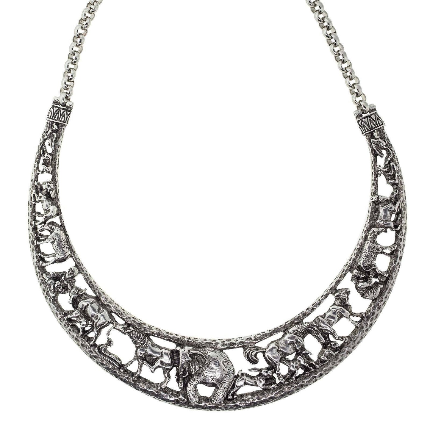 1928 Jewelry® Silver Tone Elephant Collar Necklace