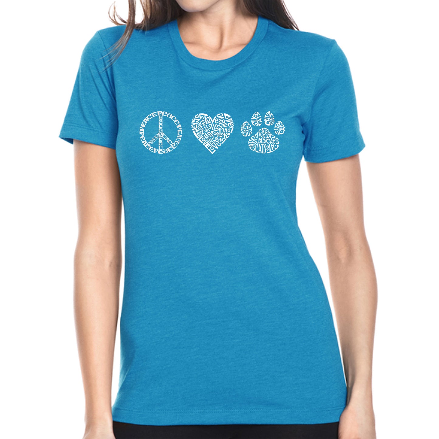 Peace Love Cats - Women's Premium Blend Word Art T-Shirt