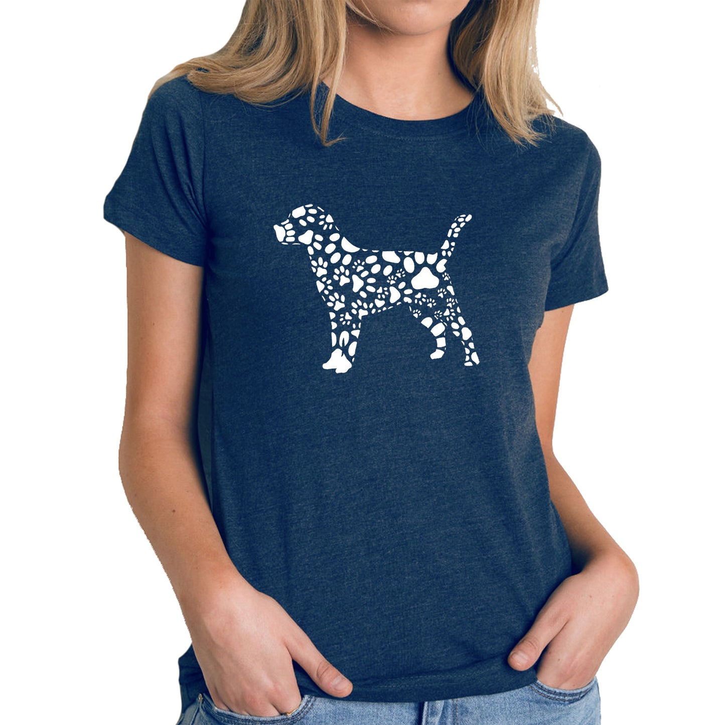 Dog Paw Prints - Women's Premium Blend Word Art T-Shirt