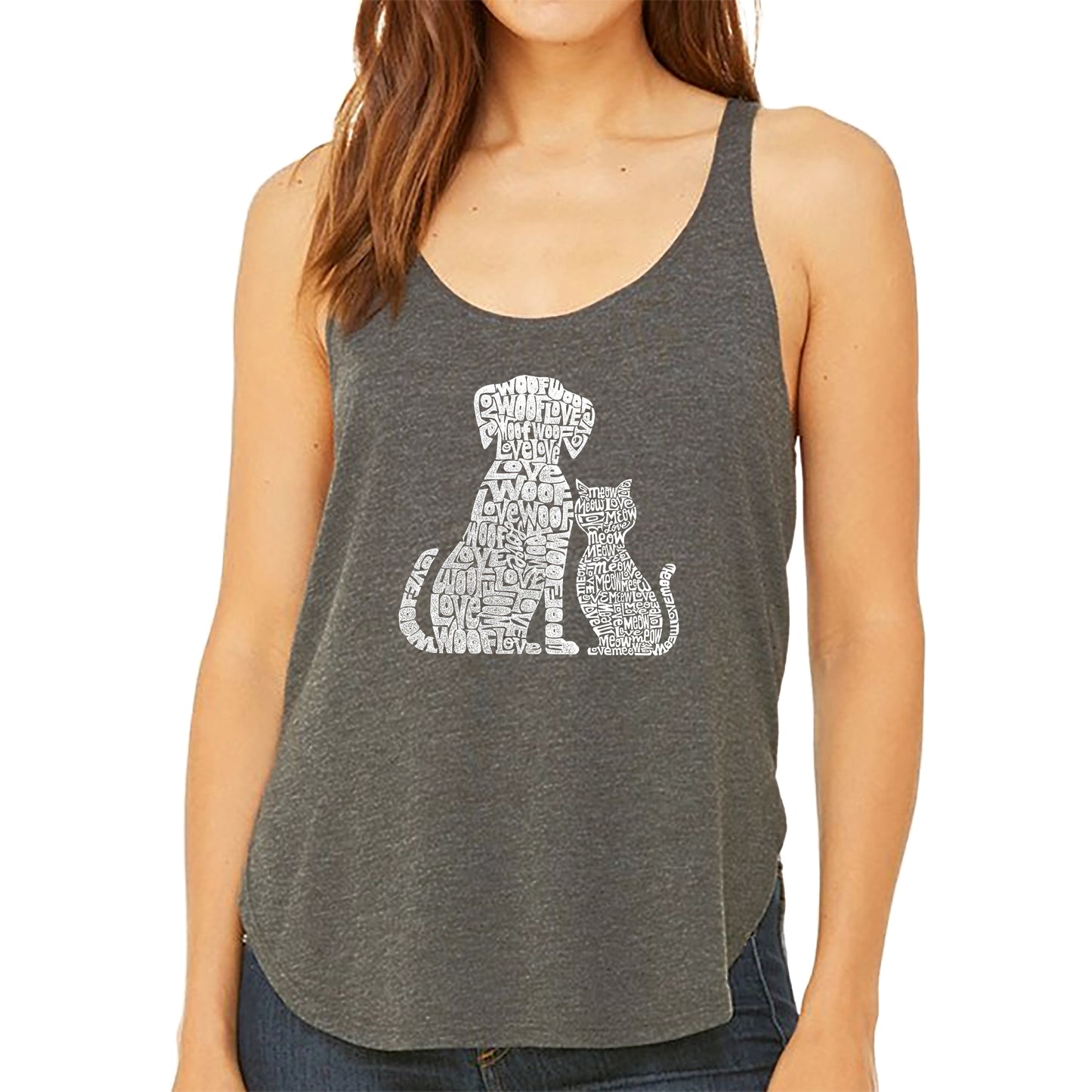 Dogs and Cats - Women's Premium Word Art Flowy Tank Top