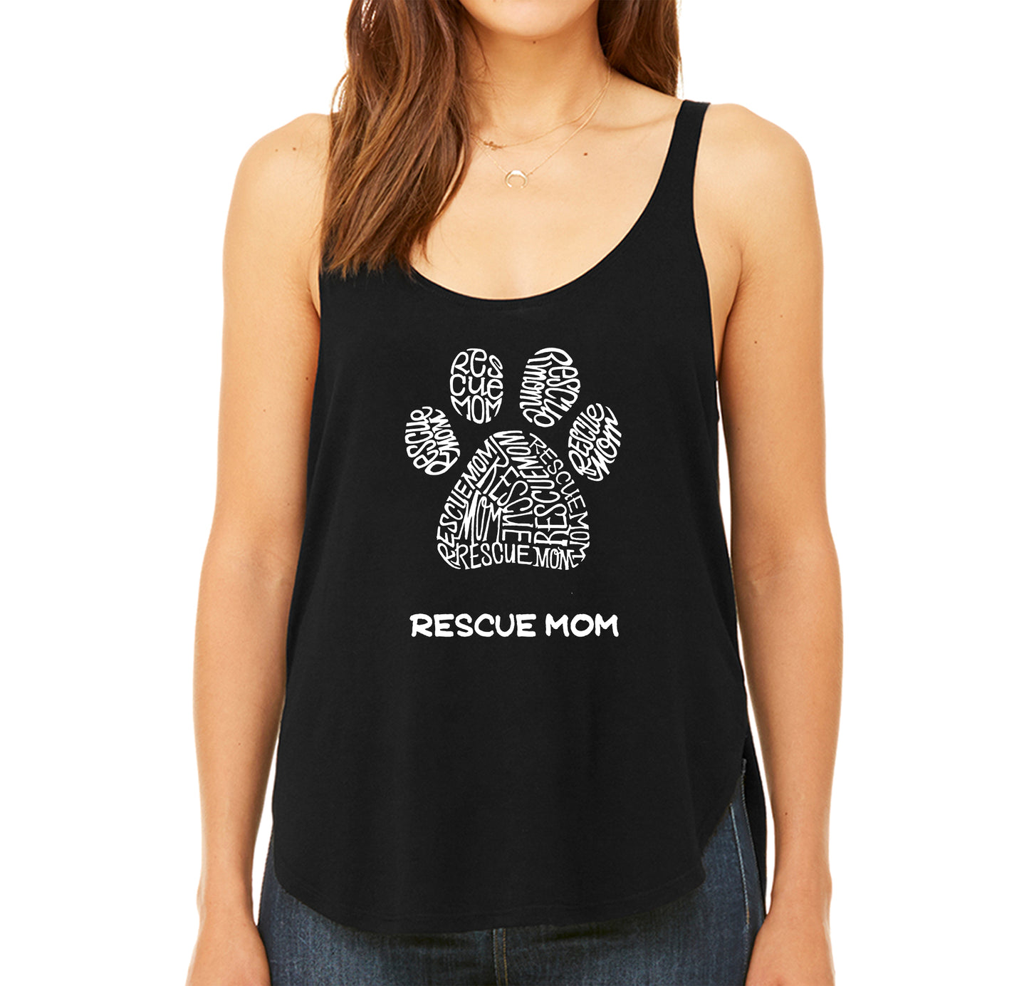 Rescue Mom - Women's Premium Word Art Flowy Tank Top