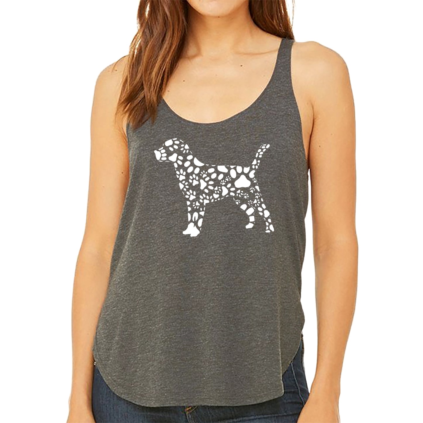Dog Paw Prints - Women's Premium Word Art Flowy Tank Top