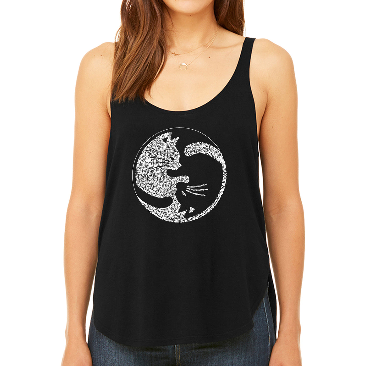 Yin Yang Cat - Women's Premium Word Art Flowy Tank Top