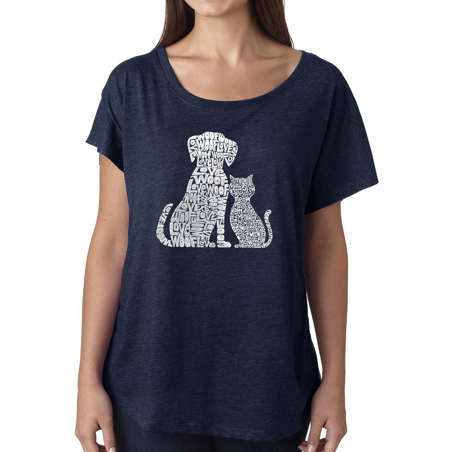 Dogs and Cats - Women's Loose Fit Dolman Cut Word Art Shirt