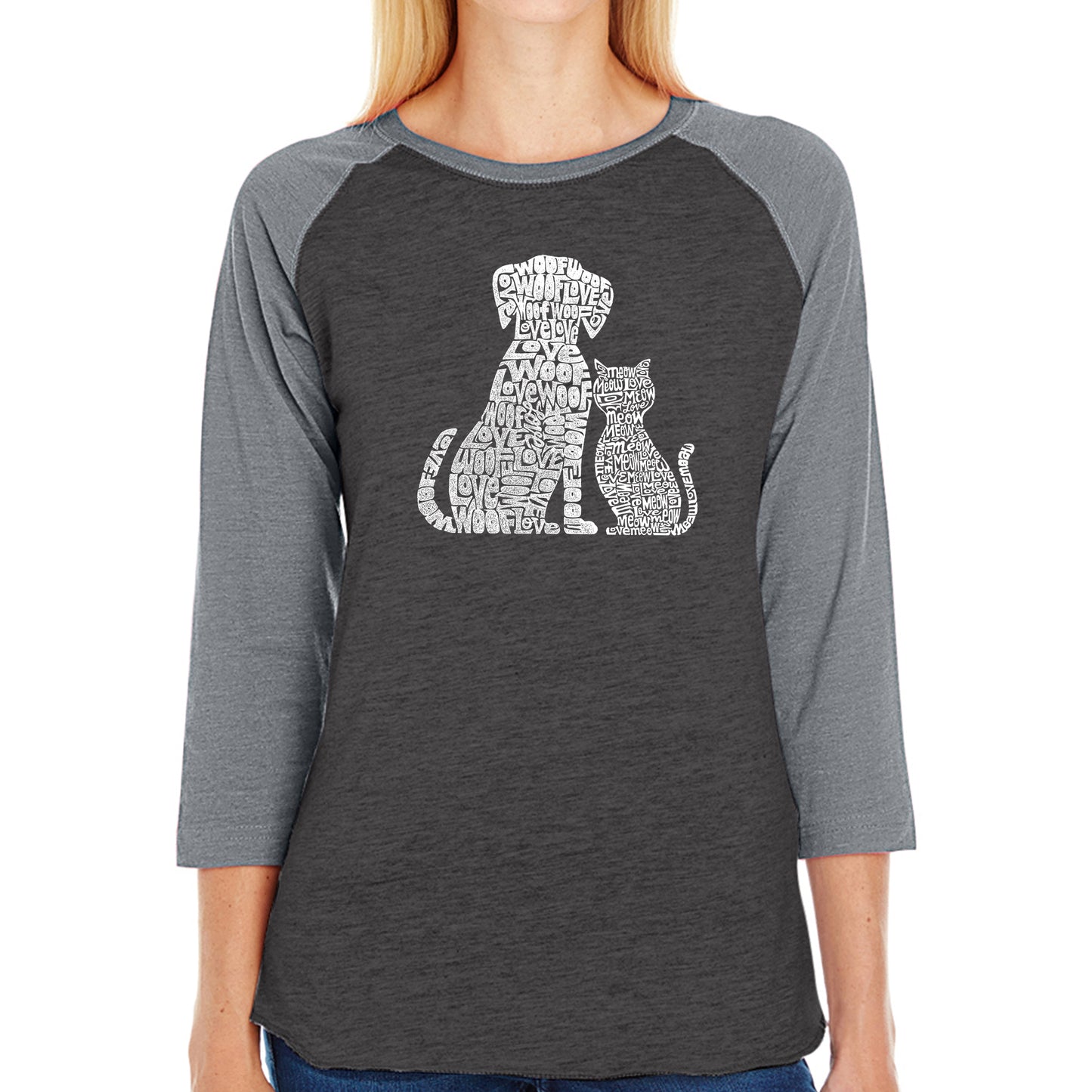 Dogs and Cats - Women's Raglan Baseball Word Art T-Shirt