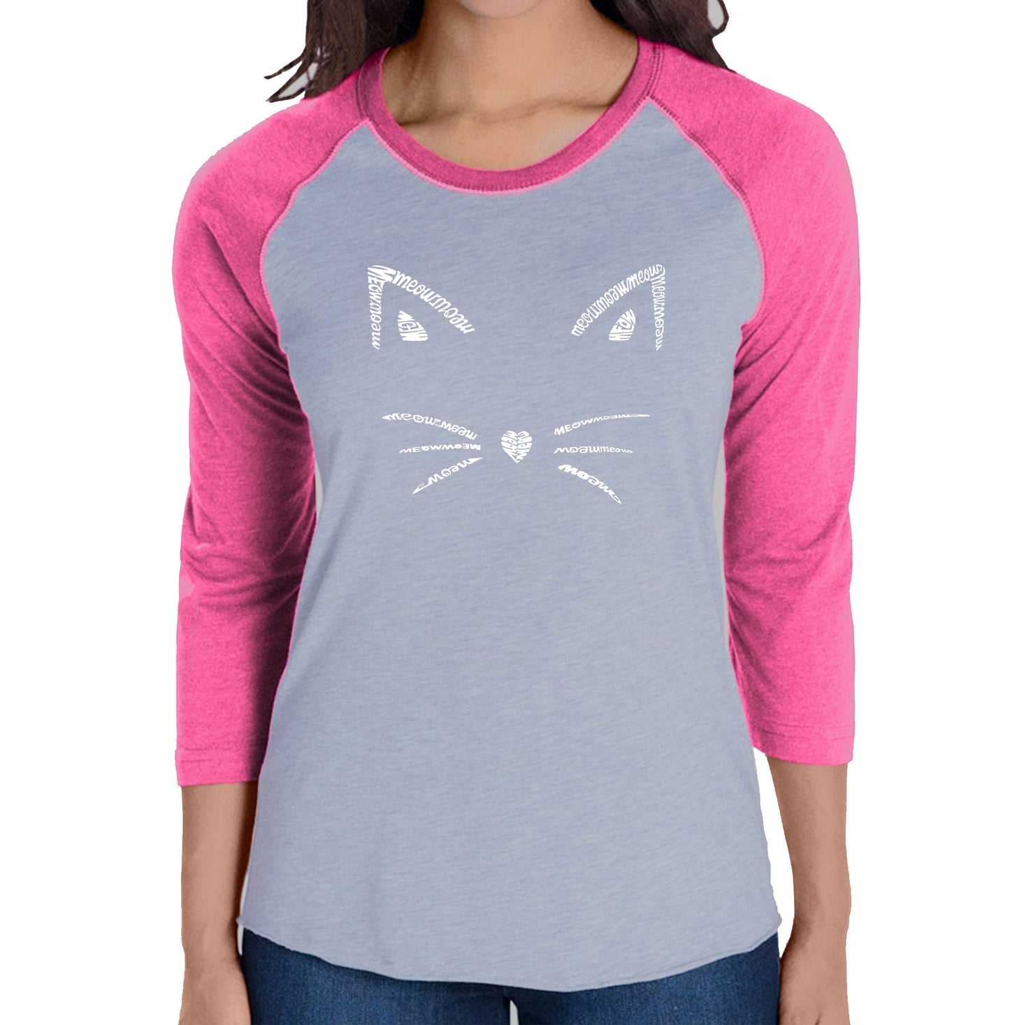 Whiskers - Women's Raglan Baseball Word Art T-Shirt