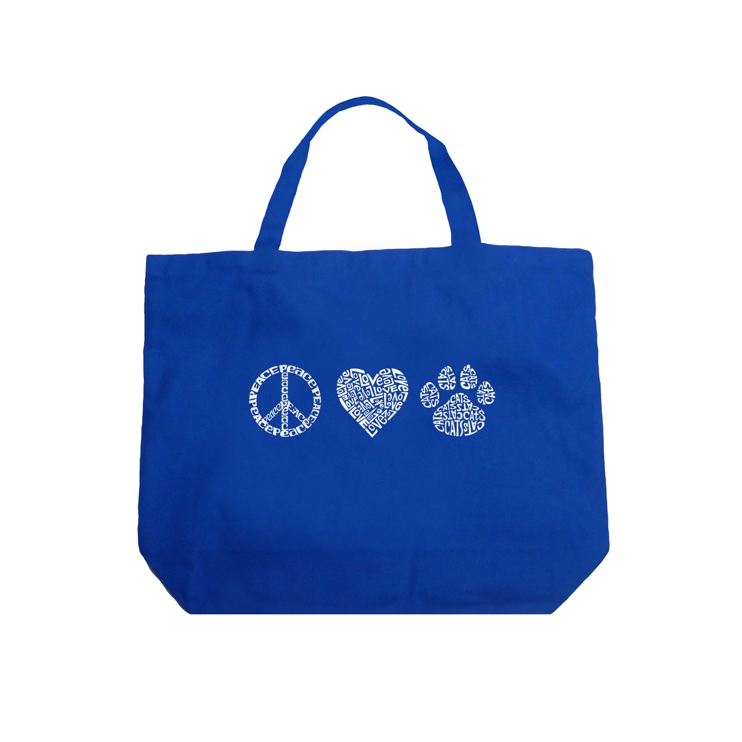 Peace Love Cats - Large Word Art Tote Bag