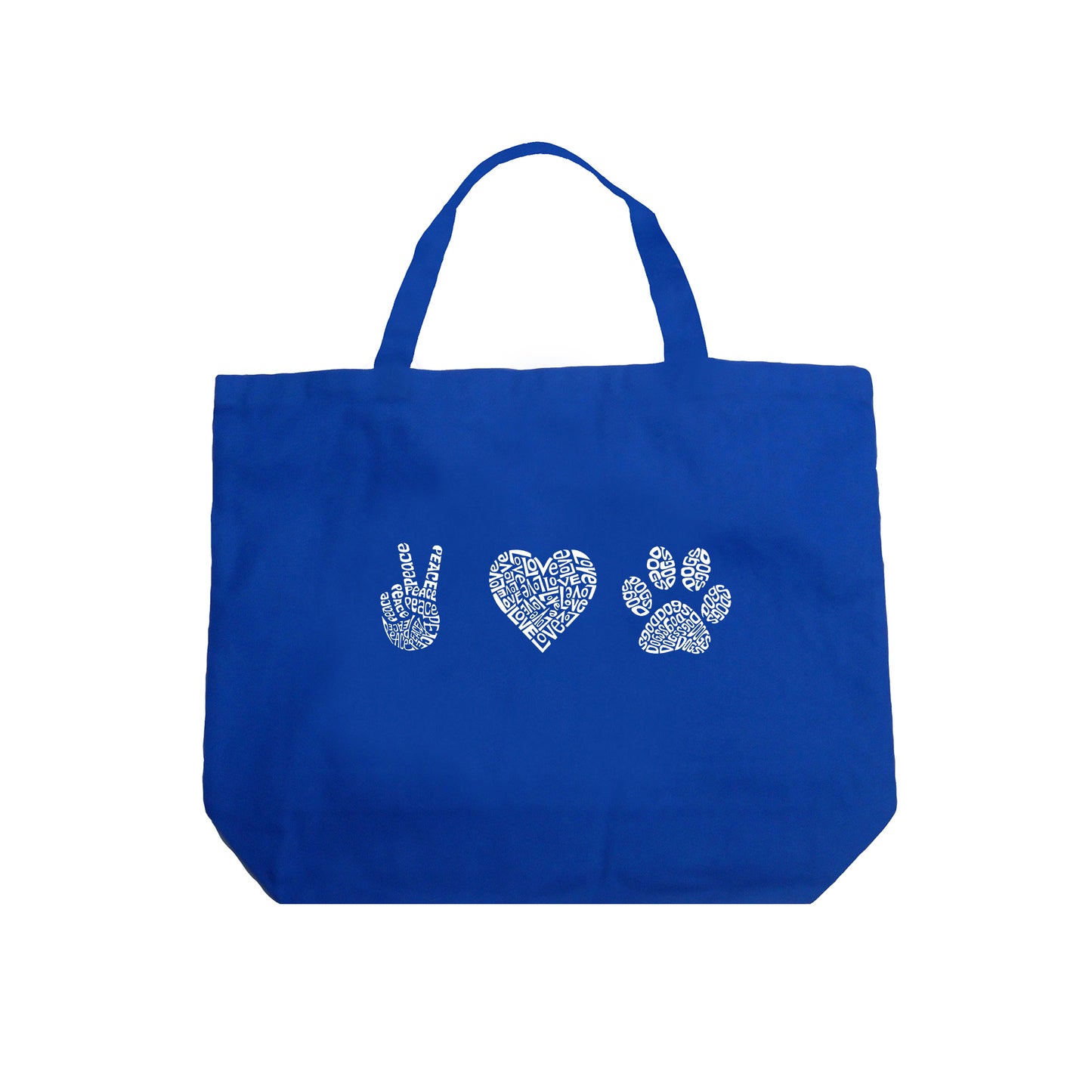 Peace Love Dogs - Large Word Art Tote Bag