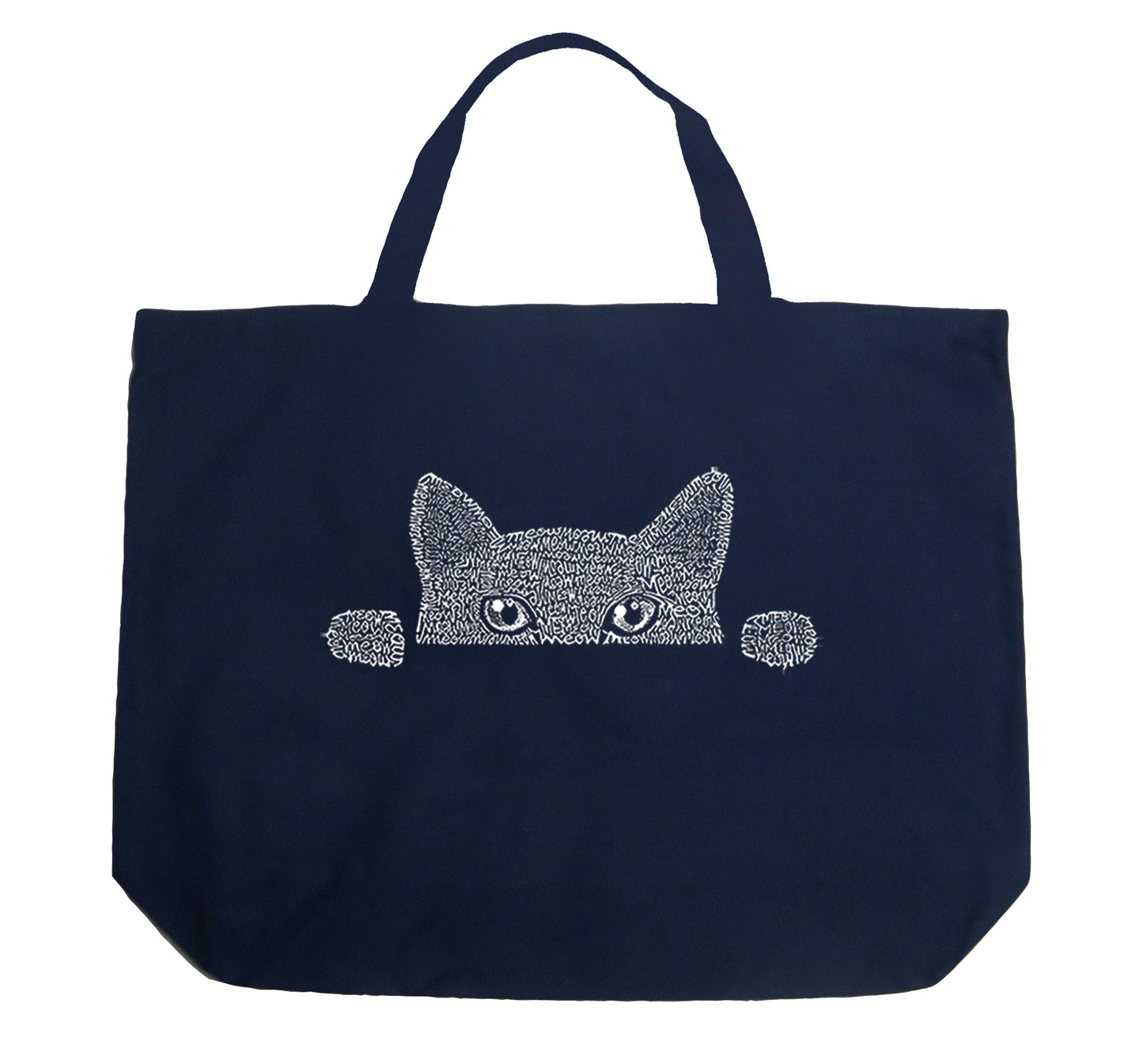 Peeking Cat - Large Word Art Tote Bag