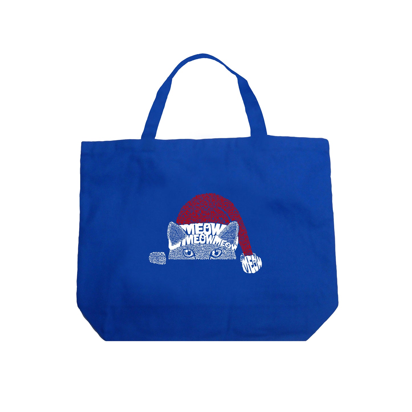 Christmas Peeking Cat - Large Word Art Tote Bag