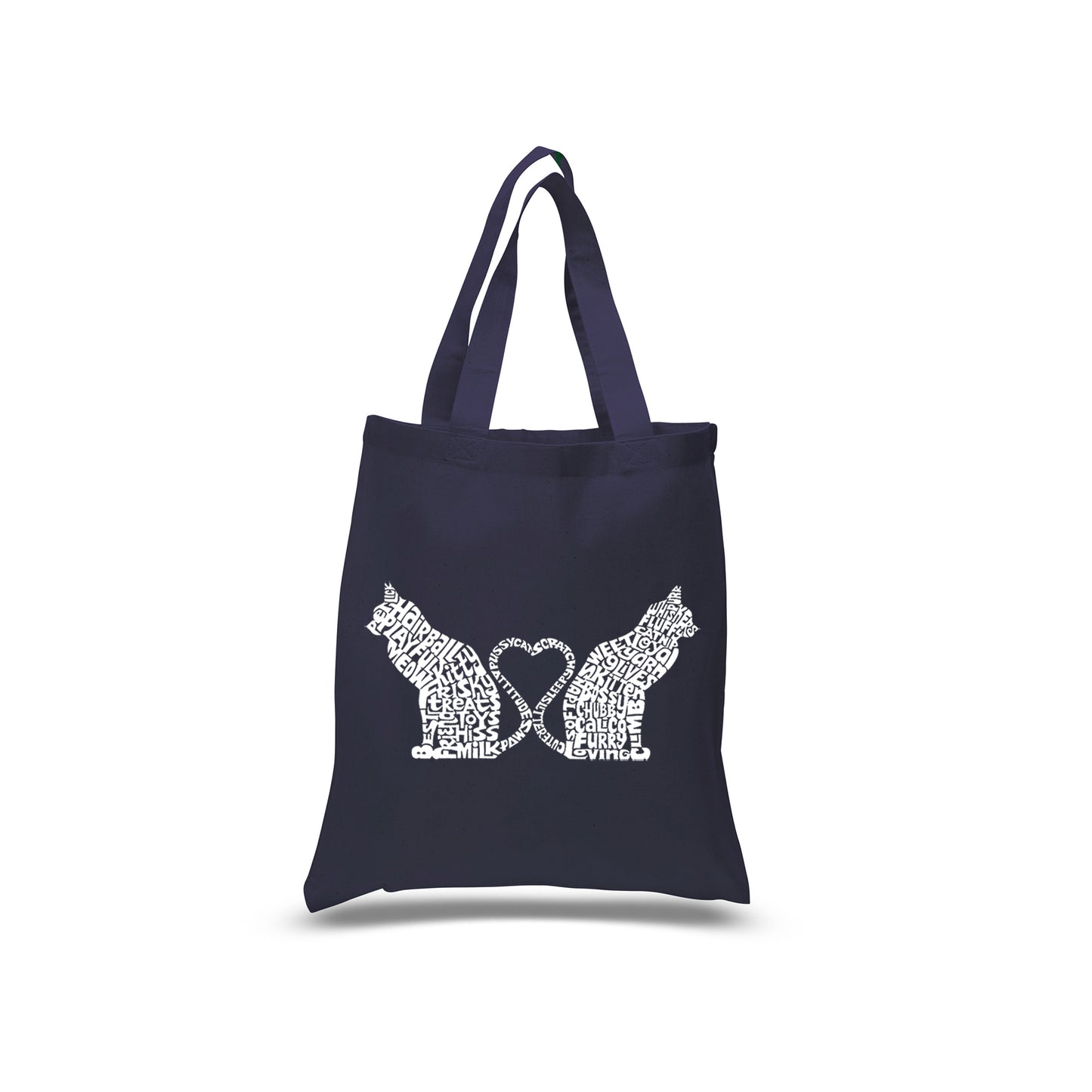 Cat Tail Hearts - Small Word Art Tote Bag