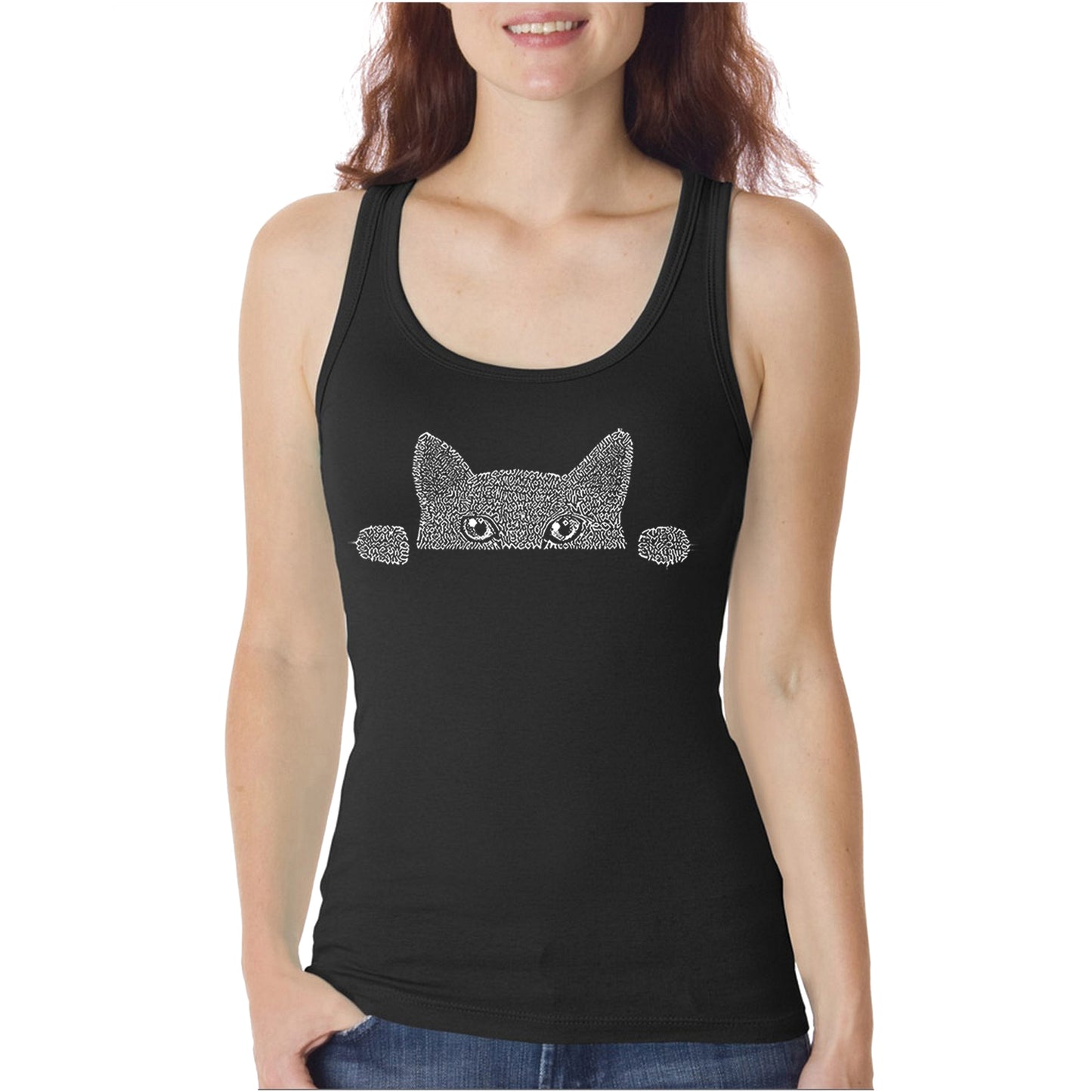 Peeking Cat - Women's Word Art Tank Top