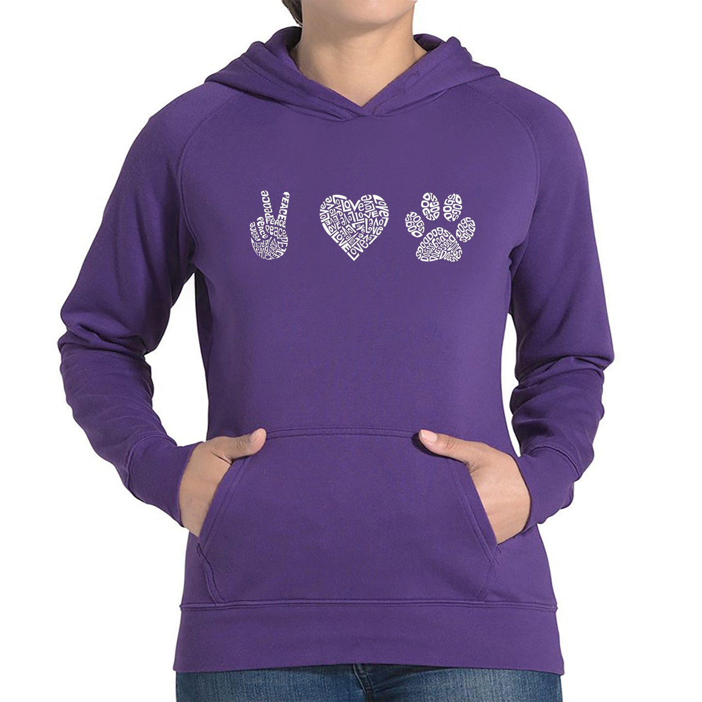 Peace Love Dogs - Women's Word Art Hooded Sweatshirt