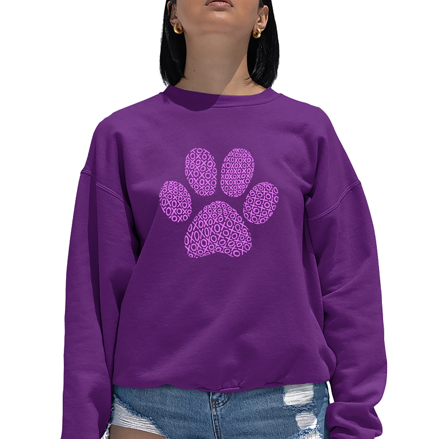 XOXO Dog Paw - Women's Word Art Crewneck Sweatshirt