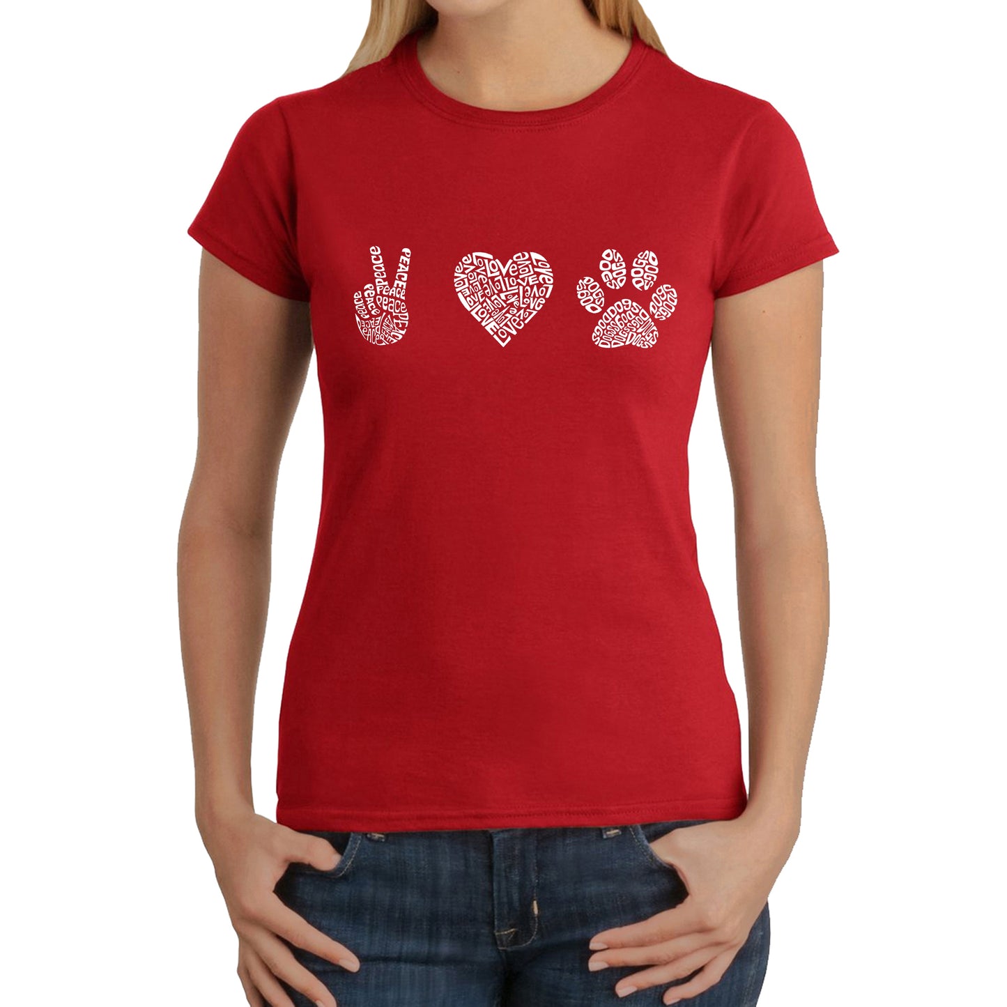 Peace Love Dogs - Women's Word Art T-Shirt