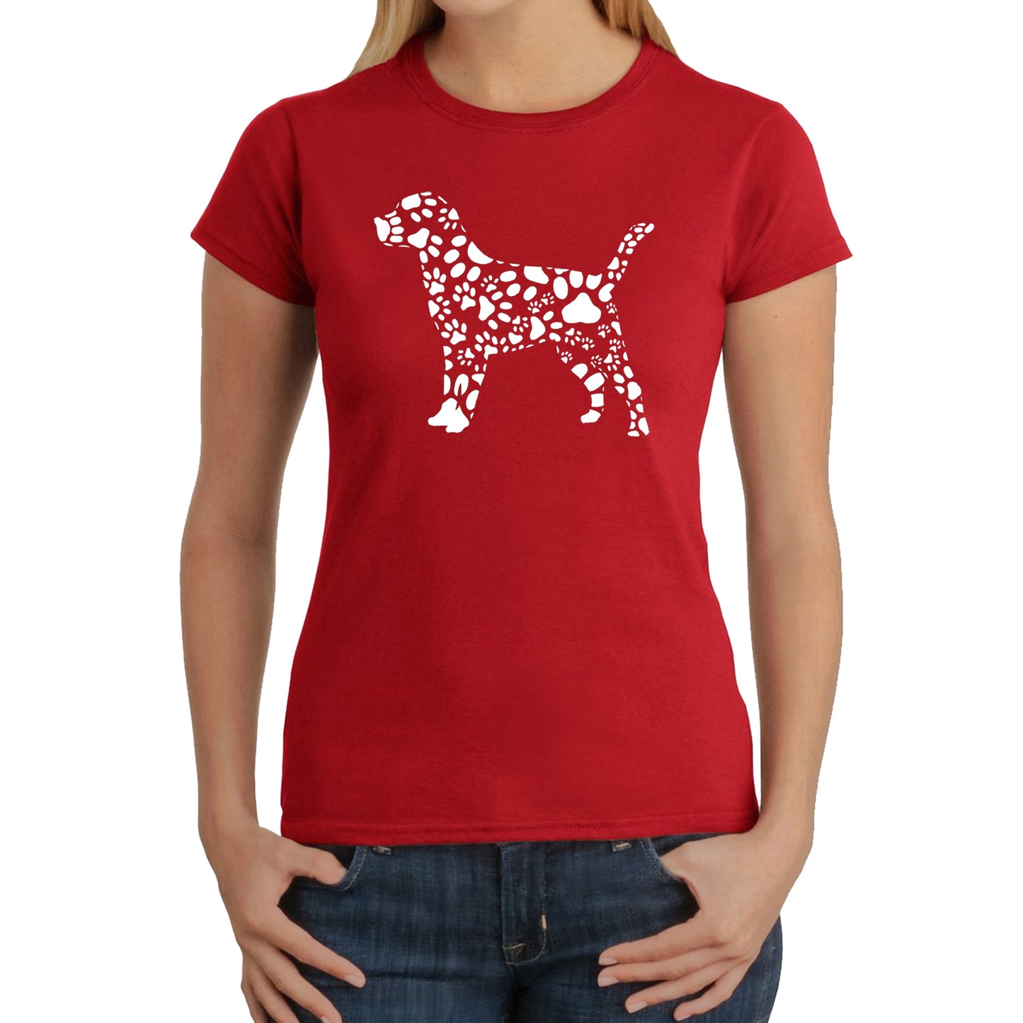 Dog Paw Prints - Women's Word Art T-Shirt