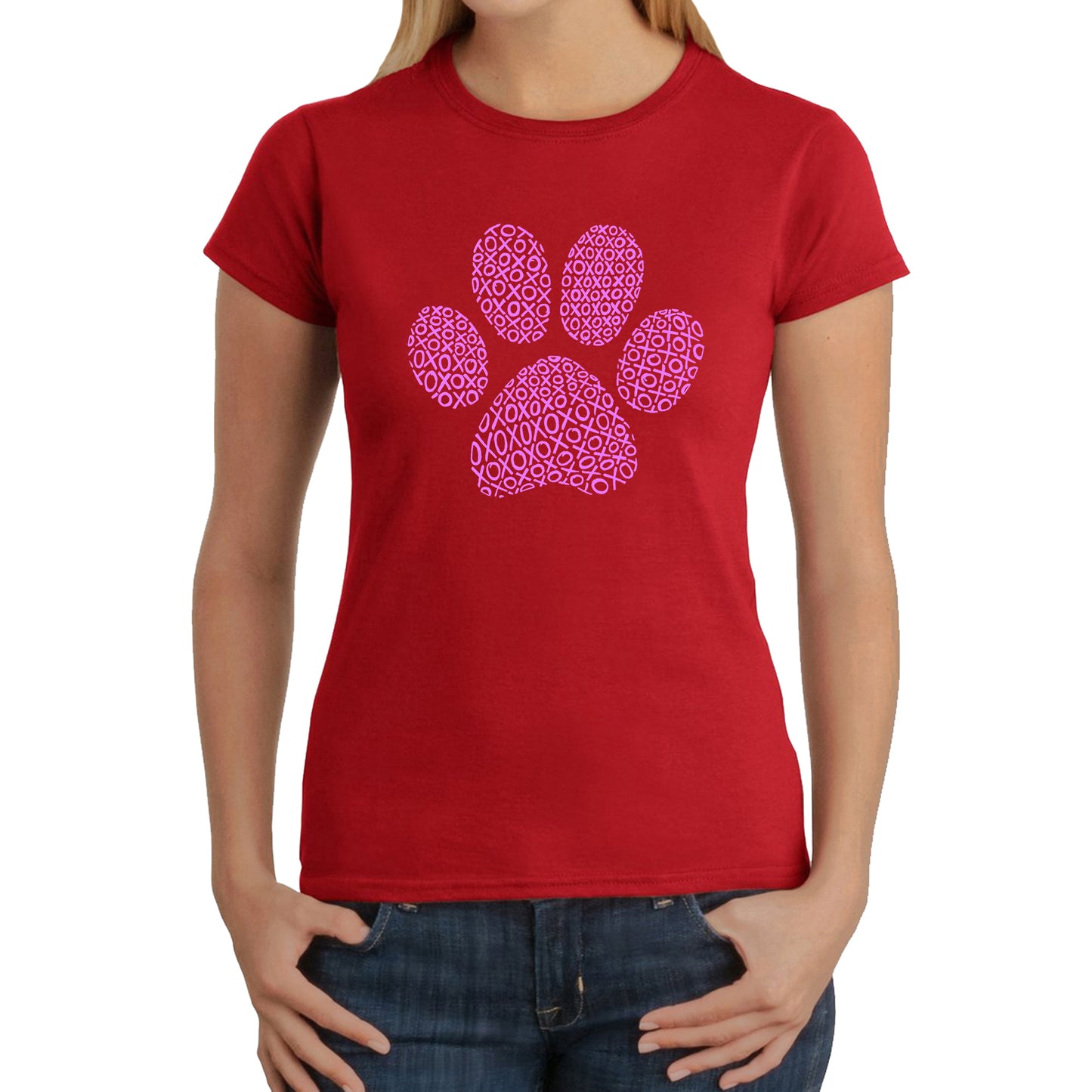 XOXO Dog Paw - Women's Word Art T-Shirt