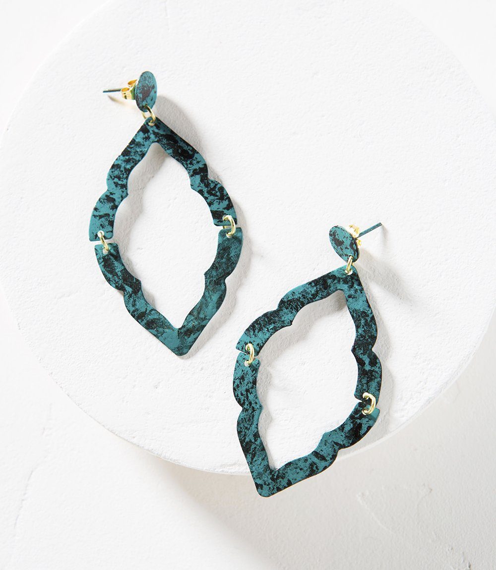 Ashram Window Brass Earrings