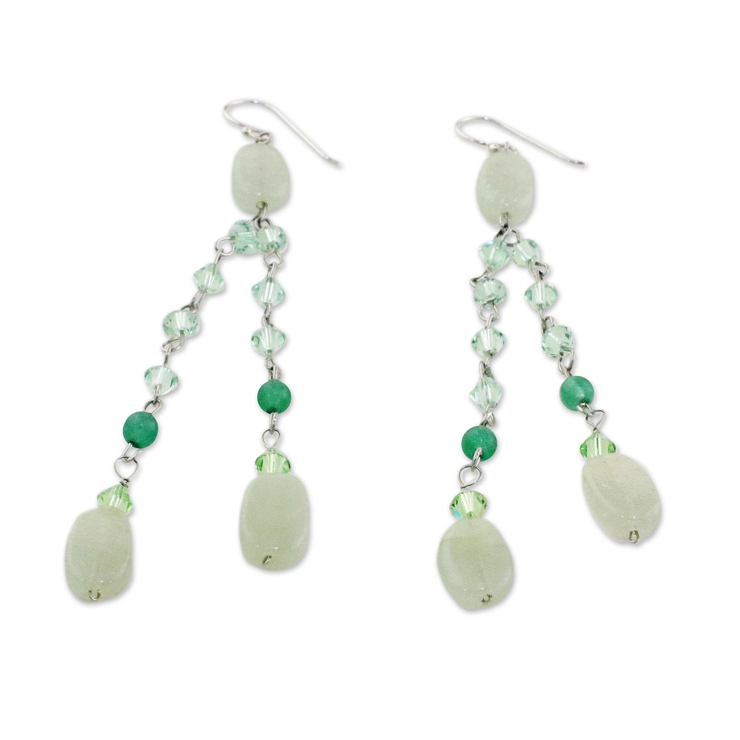 Green Rain Shower Waterfall Earrings