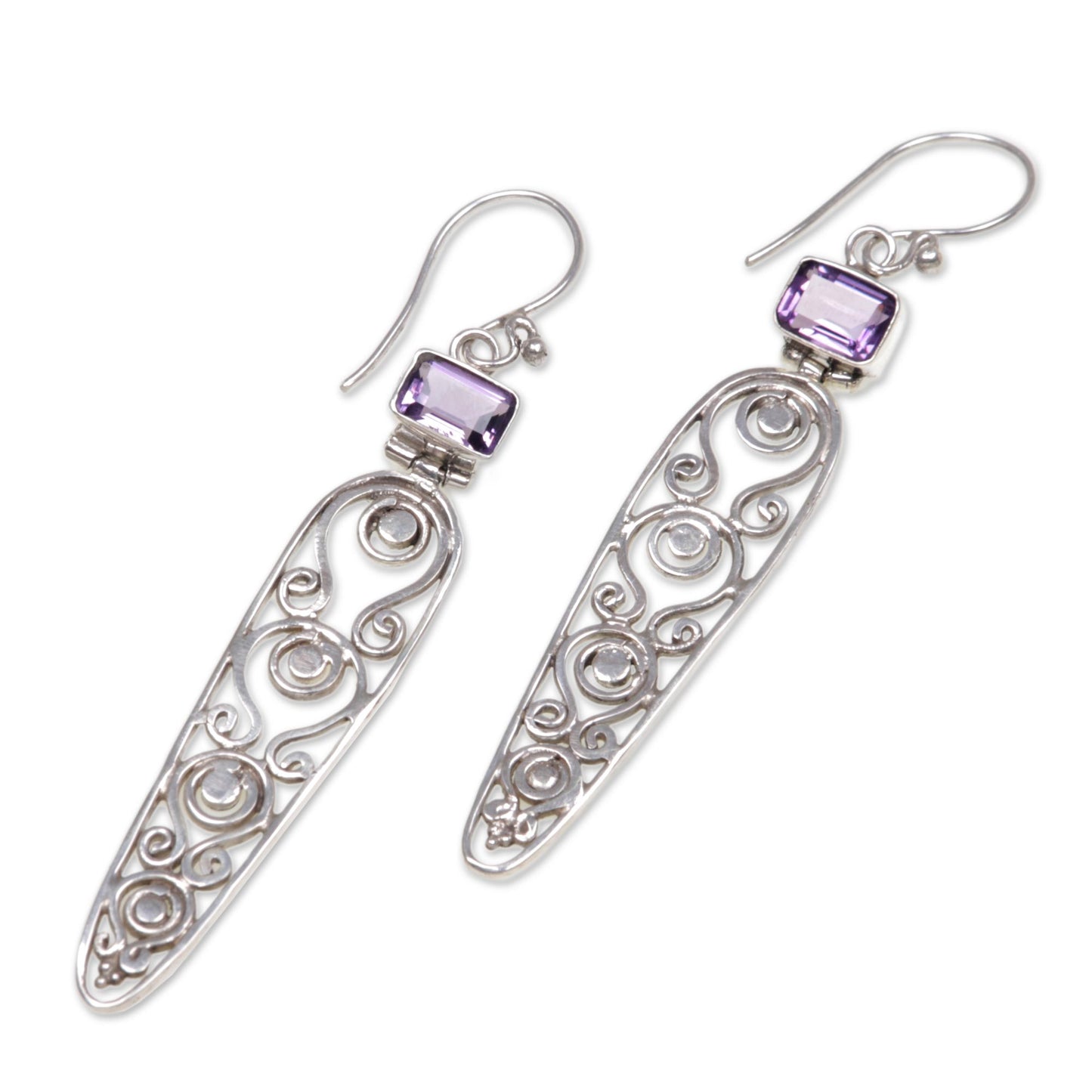 Sword of Wisdom Amethyst dangle earrings